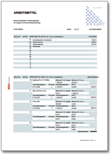 Rechentabelle Werbungskosten mit Mehrwertsteuer Excel