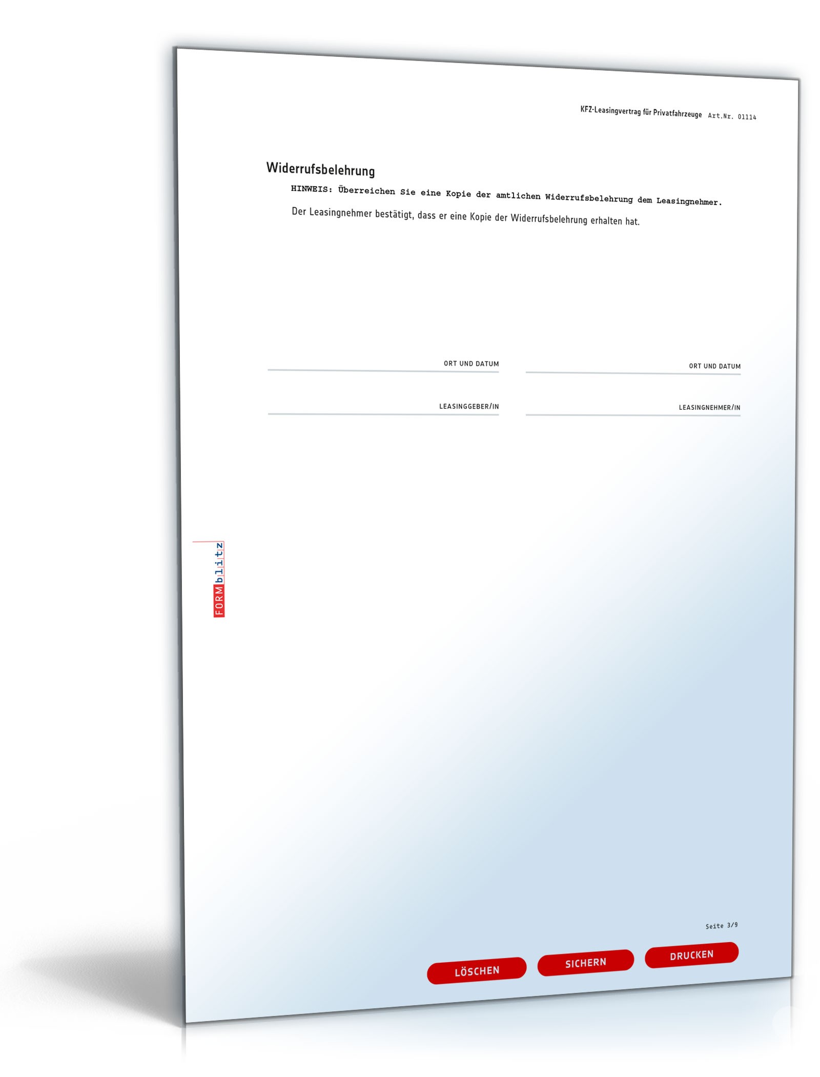 Kfz-Leasingvertrag Privatfahrzeuge PDF. Seite: 3