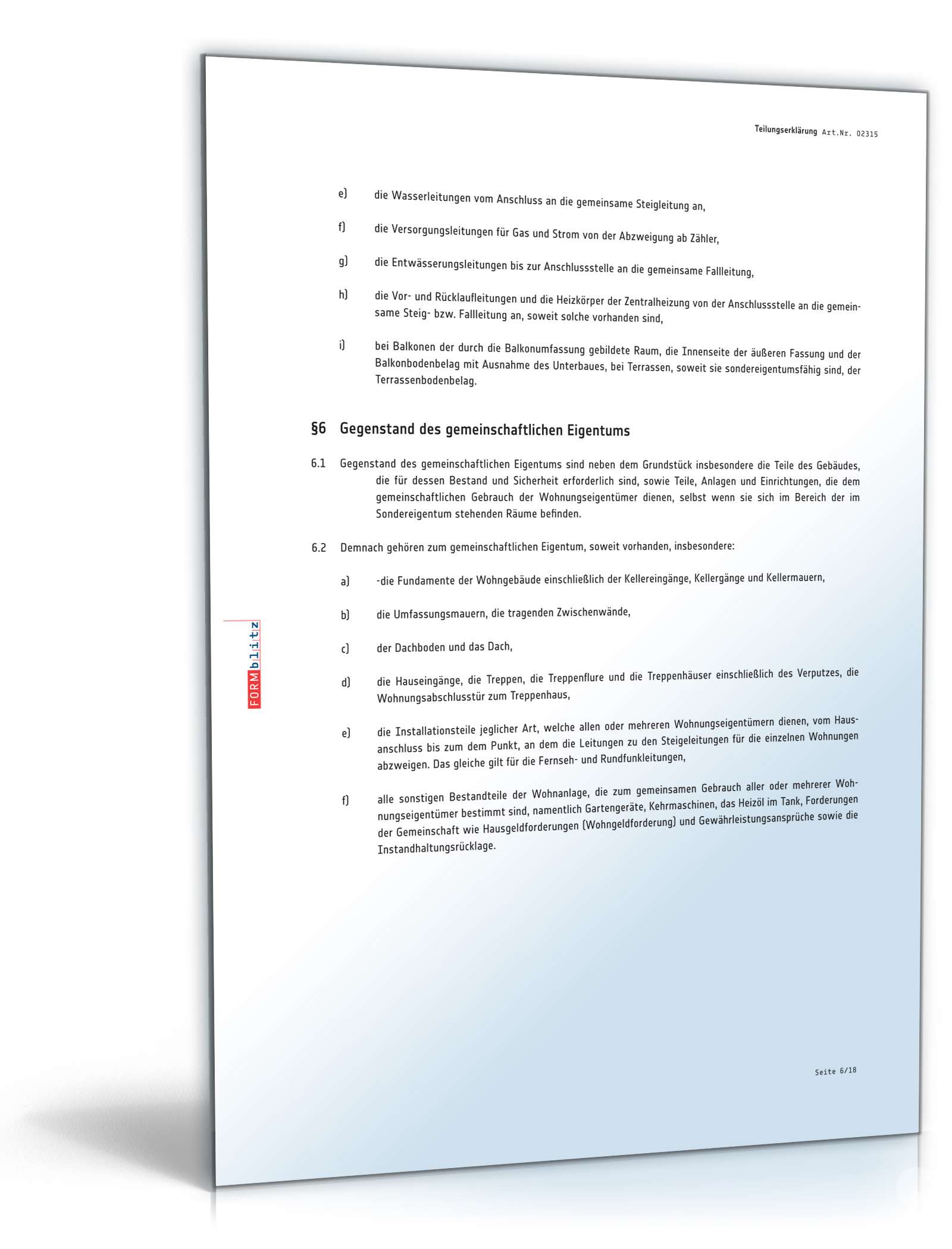 Teilungserklärung Wohnungseigentum PDF. Seite: 6