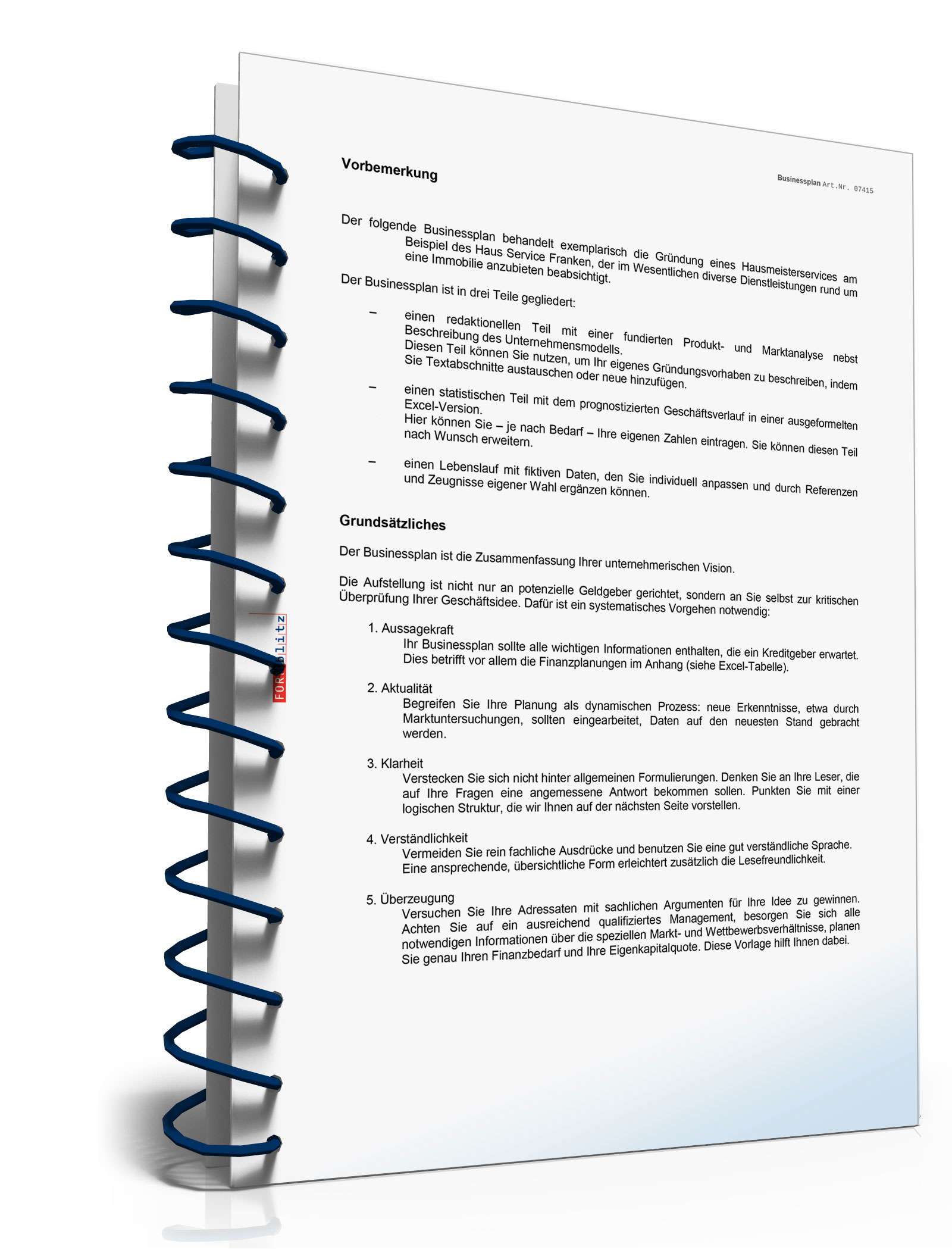 Businessplan Hausmeisterservice Excel. Seite: 3