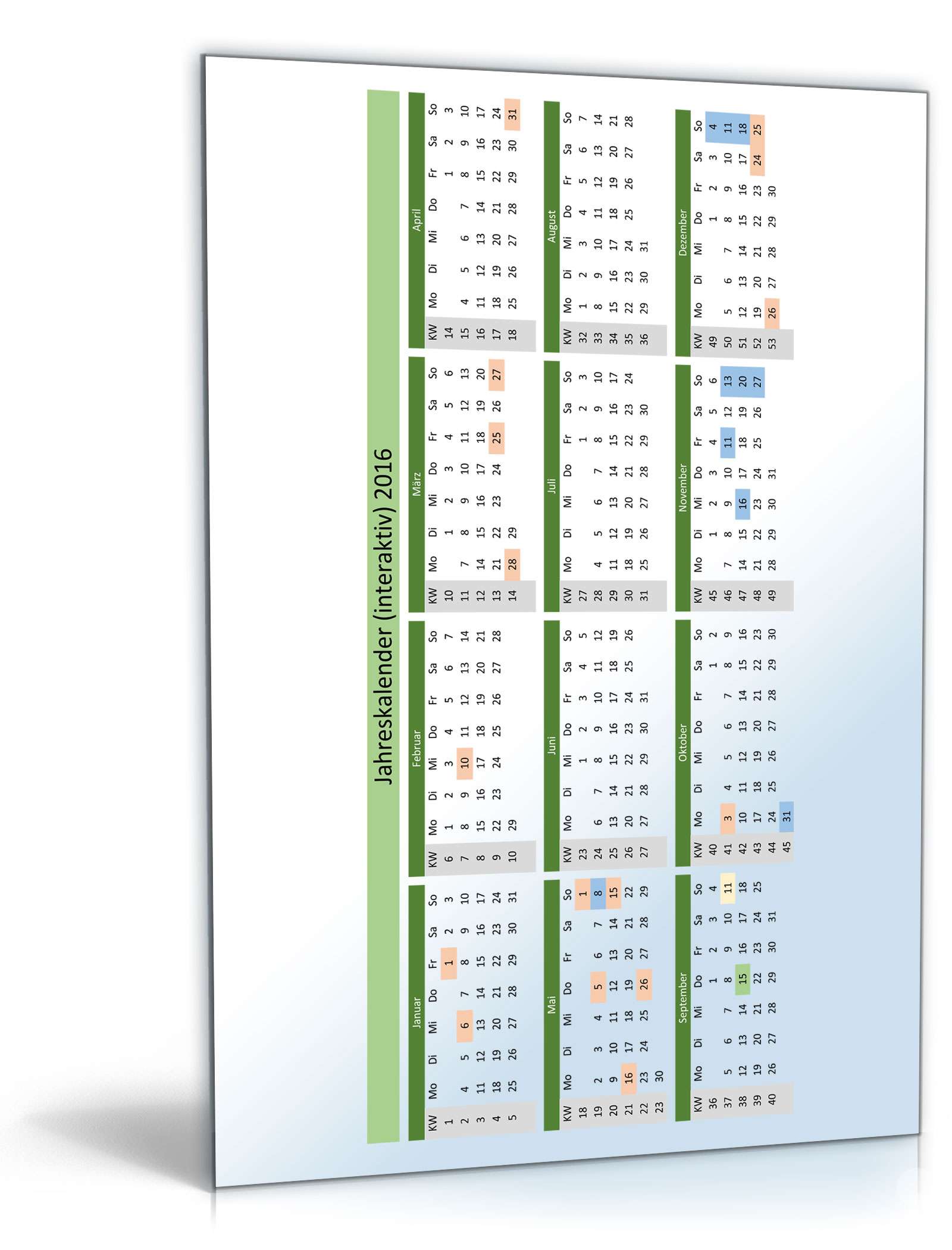 Interaktiver Jahreskalender Excel