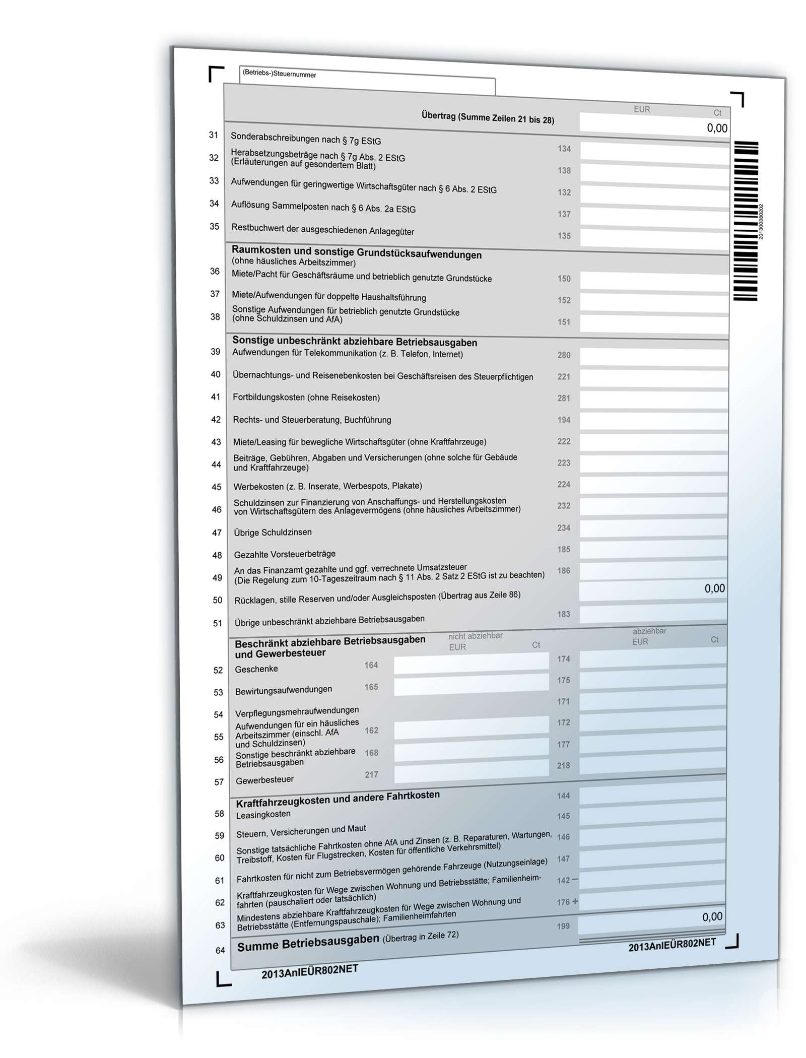 Anlage EÜR 2013 PDF. Seite: 2