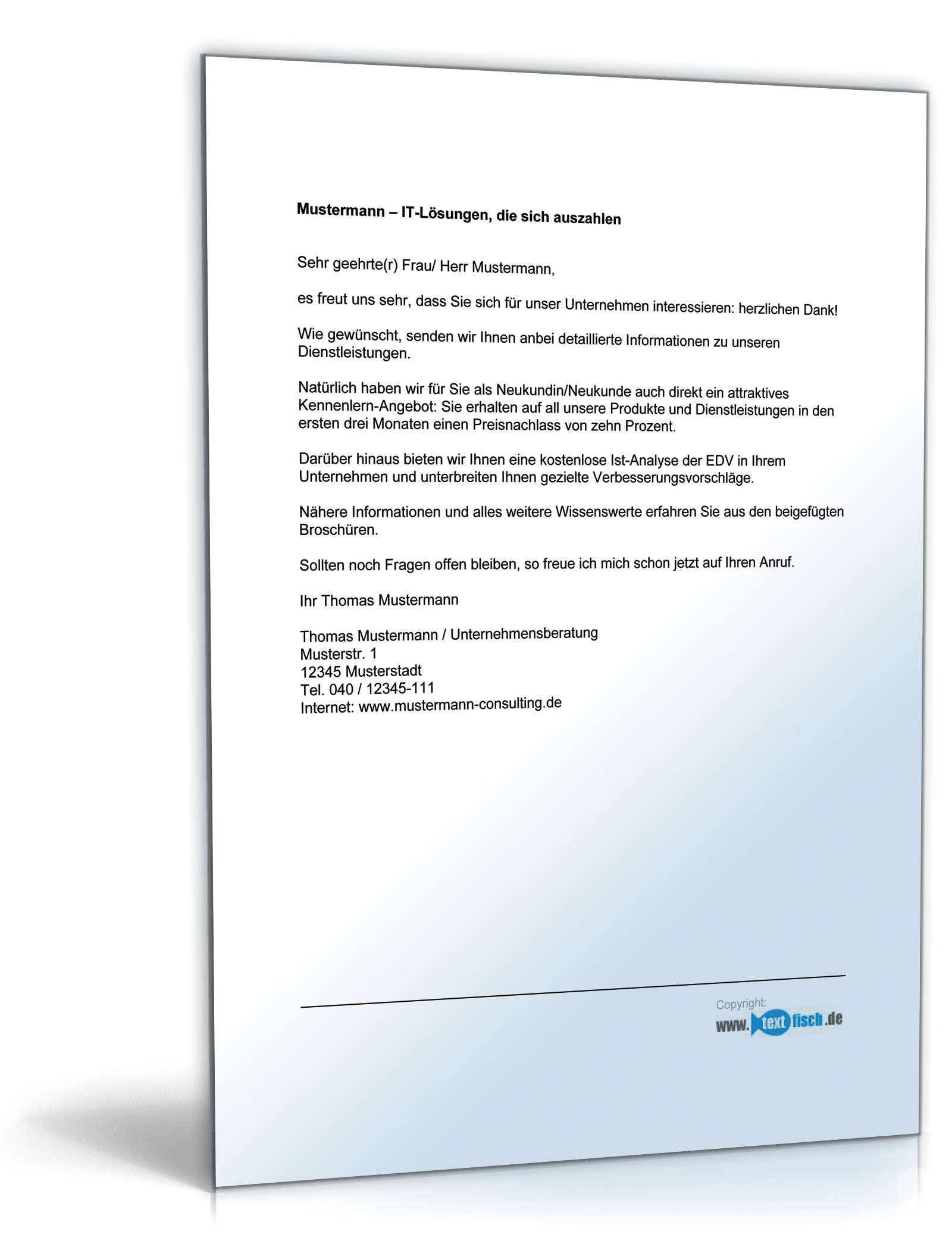 Begleitbrief zum Werbebrief IT-Consultant