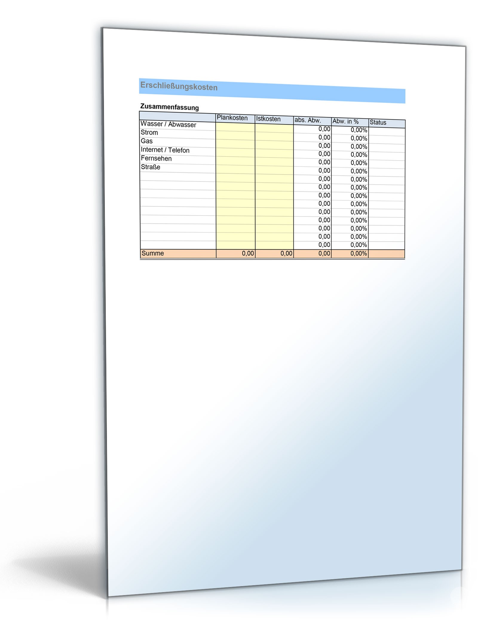Baukostenrechner Excel. Seite: 7
