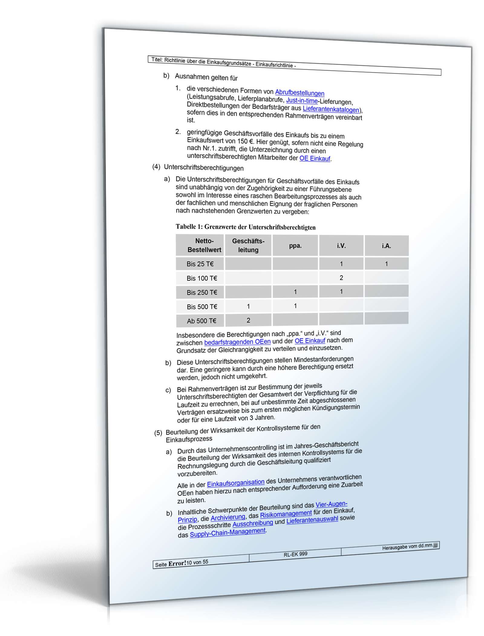 Richtlinien über die Einkaufsgrundsätze Word. Seite: 10