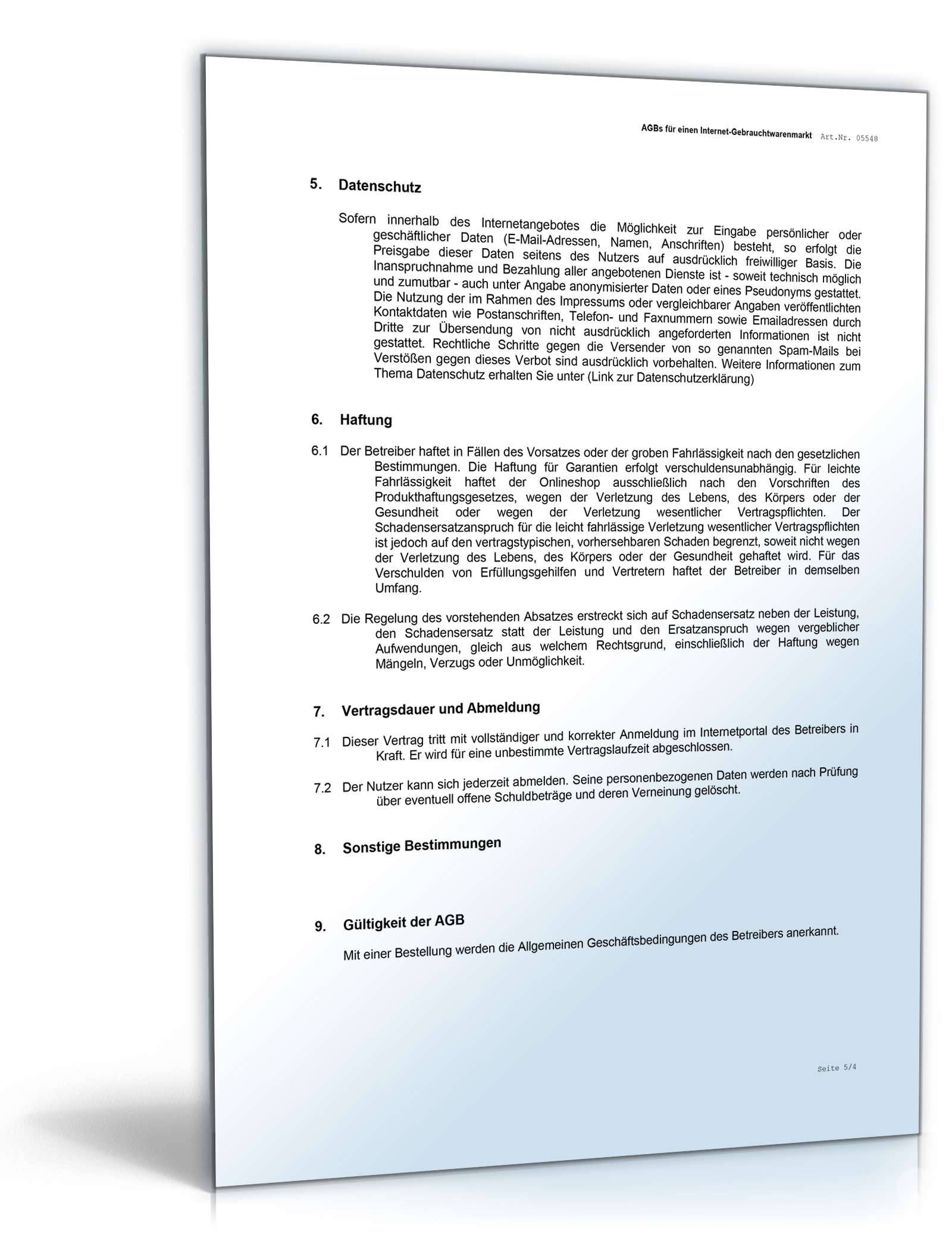 AGB Internet-Gebrauchtwarenmarkt Word. Seite: 3