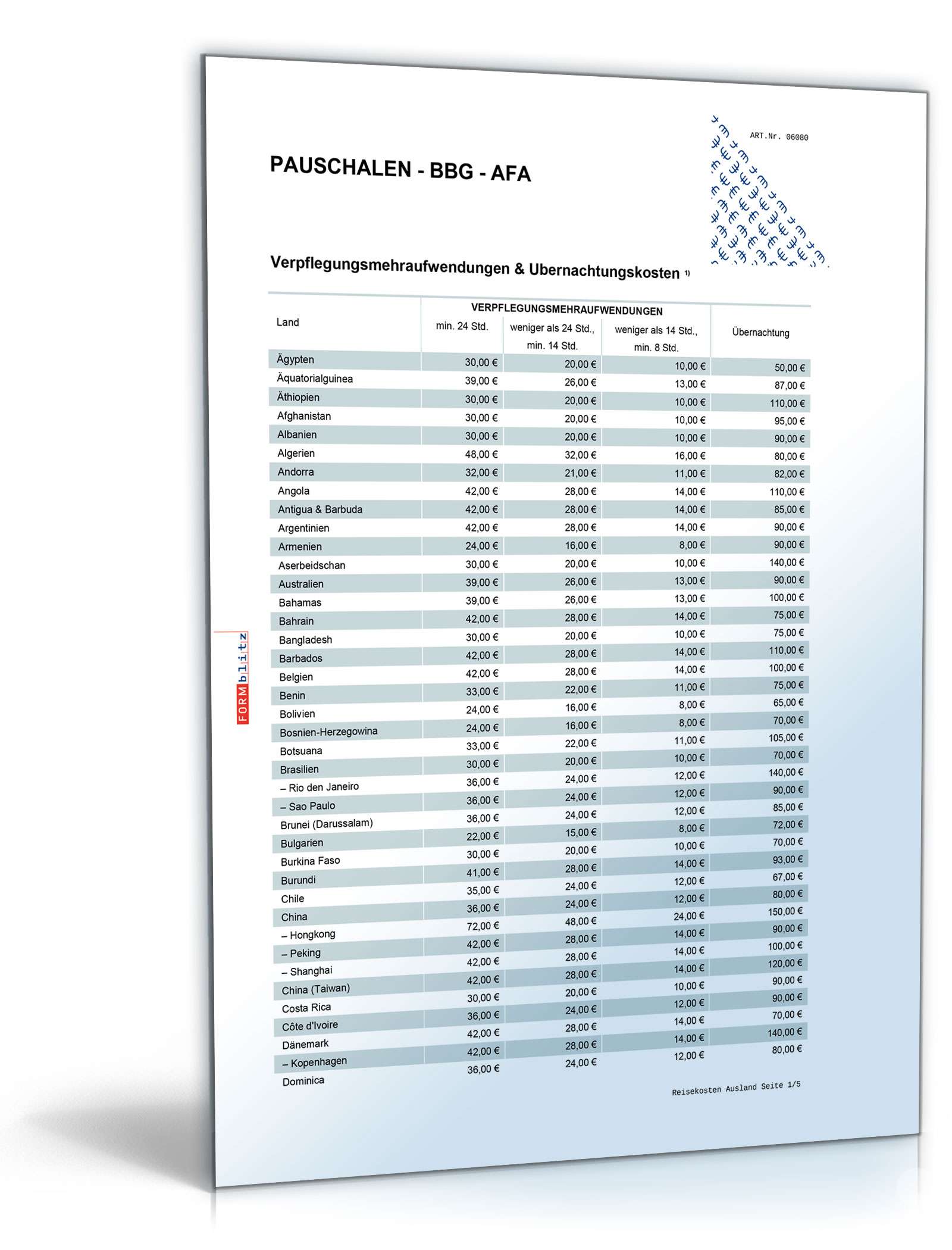 Diverse Pauschalsätze 2007/2008 Excel. Seite: 9