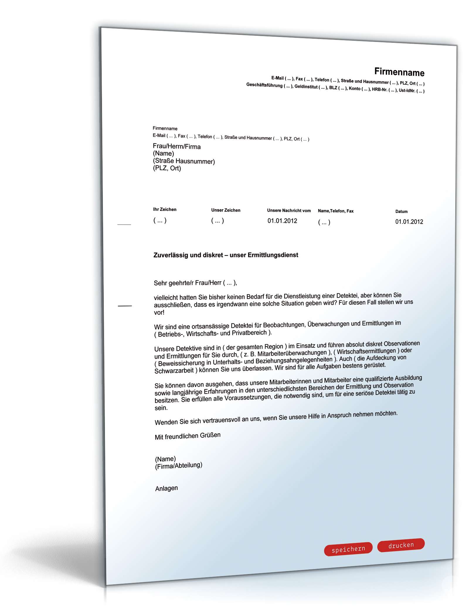 Werbebrief für eine Detektei PDF