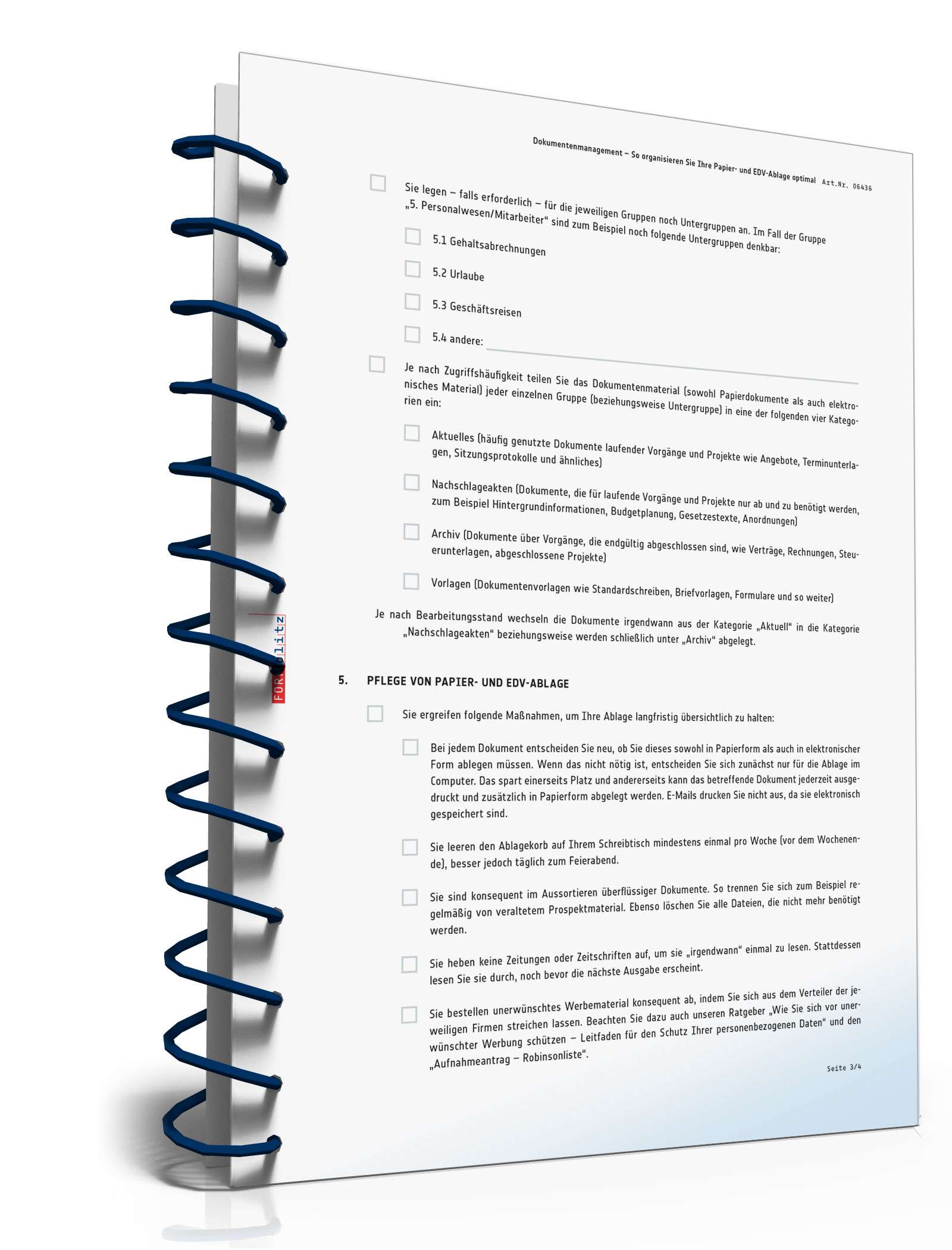 Checkliste Dokumentenmanagement PDF. Seite: 3
