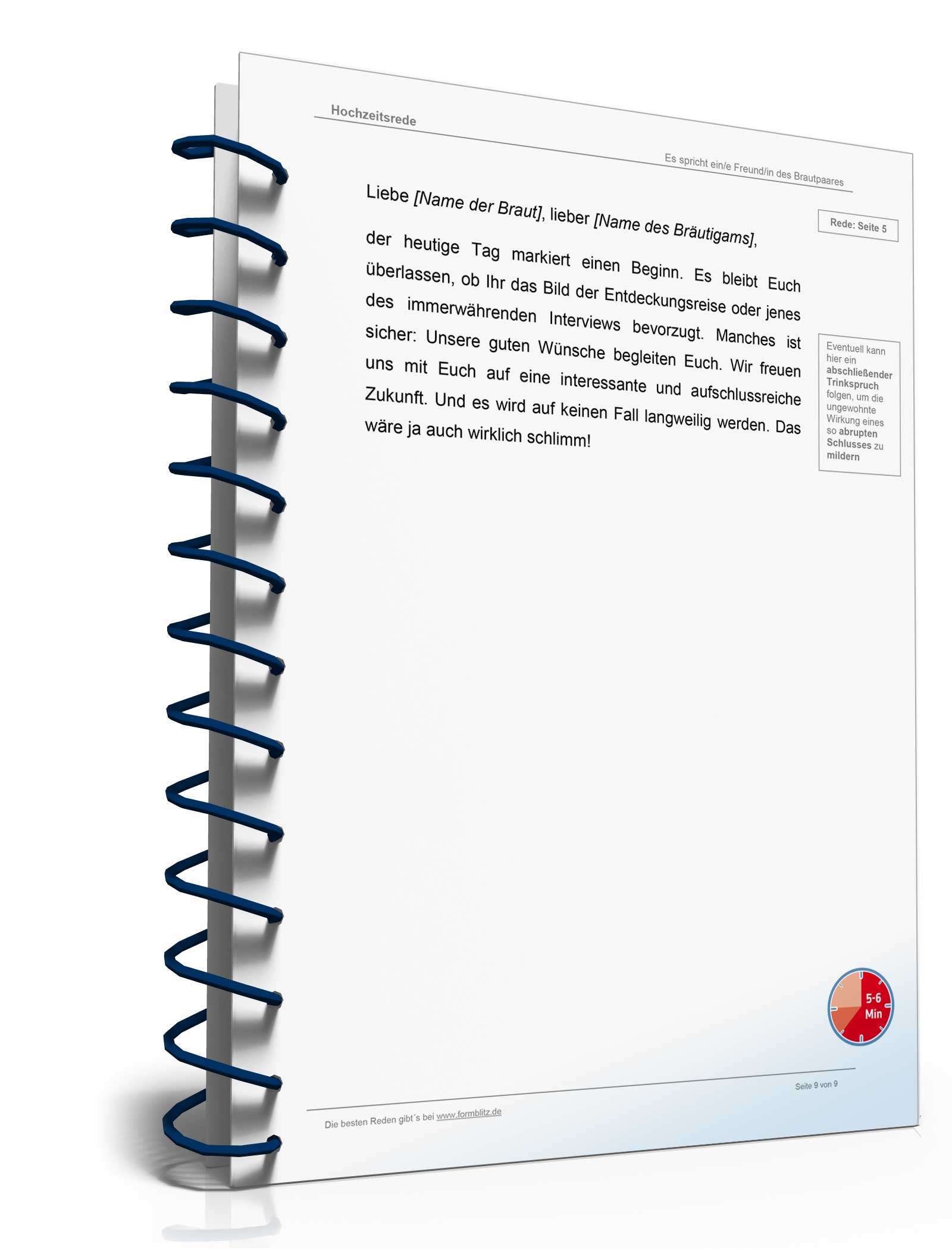 Hochzeitsrede (Freund/Freundin des Brautpaares) Word. Seite: 9