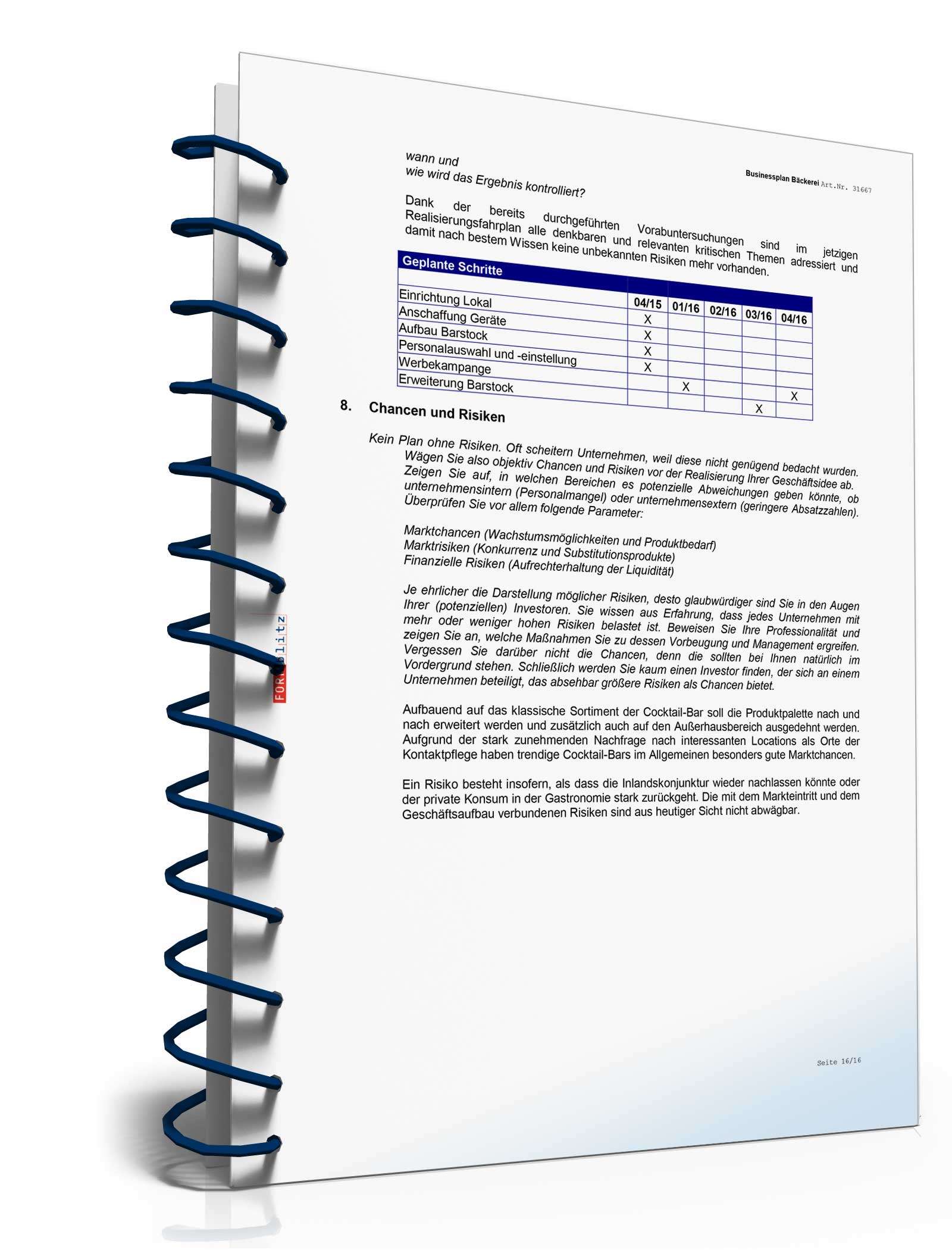 Businessplan Cocktailbar Excel. Seite: 16