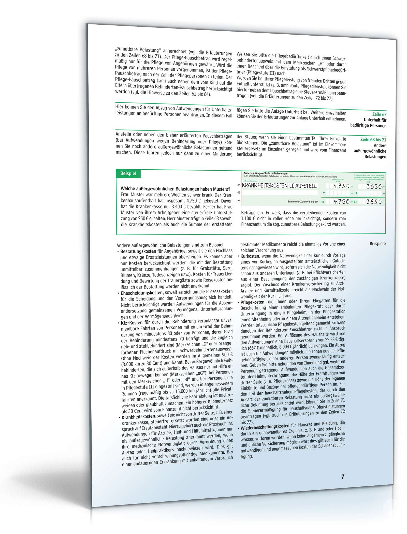 Anleitung zum ausfüllen der Einkommensteuererklärung 2012 PDF. Seite: 7