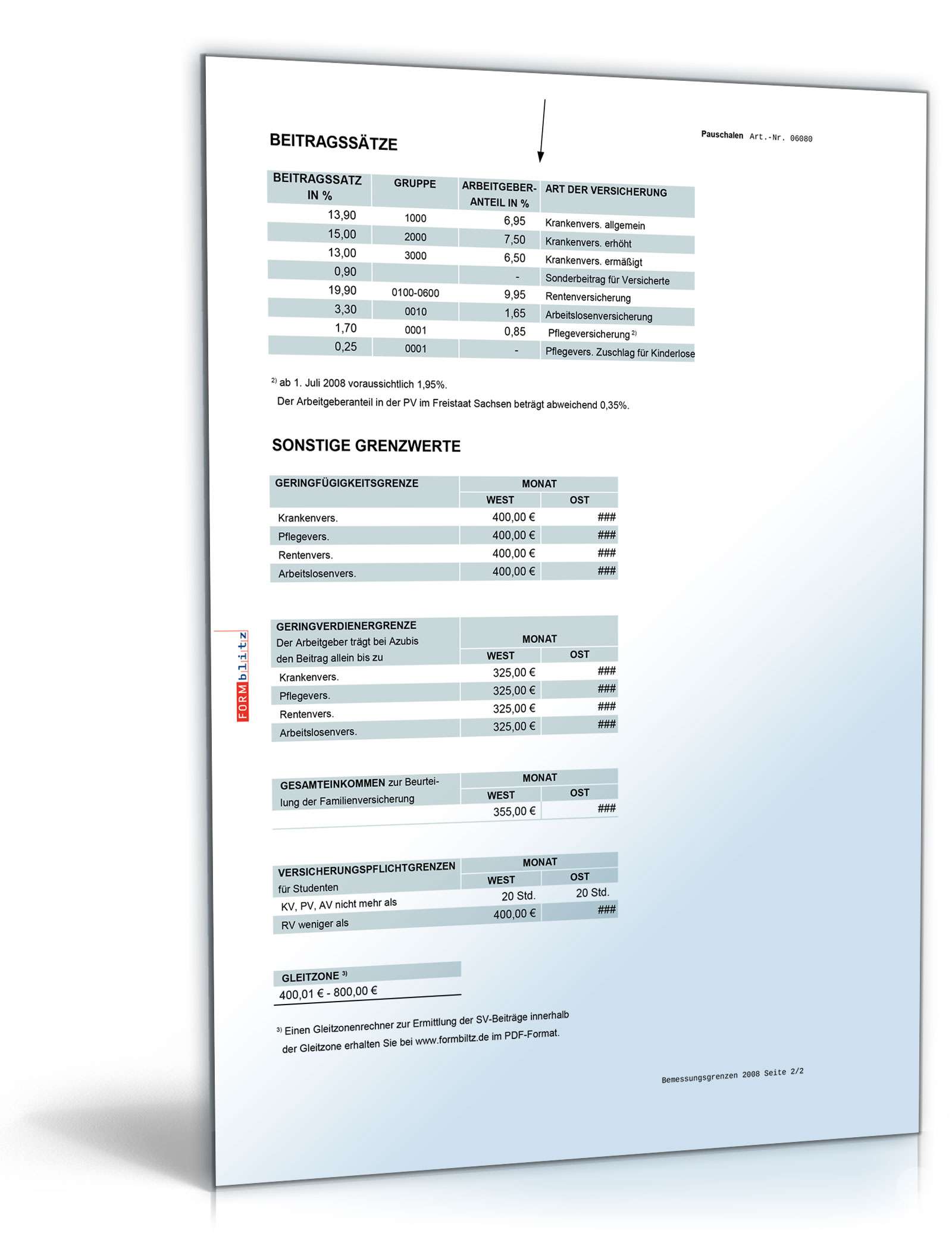 Diverse Pauschalsätze 2007/2008 Excel. Seite: 2