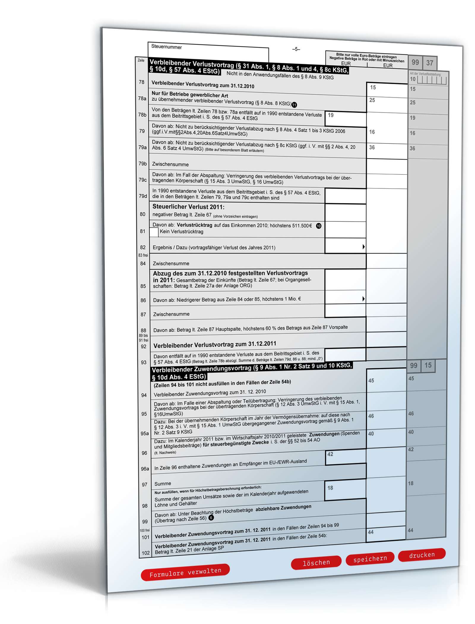 Körperschaftsteuererklärung 2011 KSt I A PDF. Seite: 5