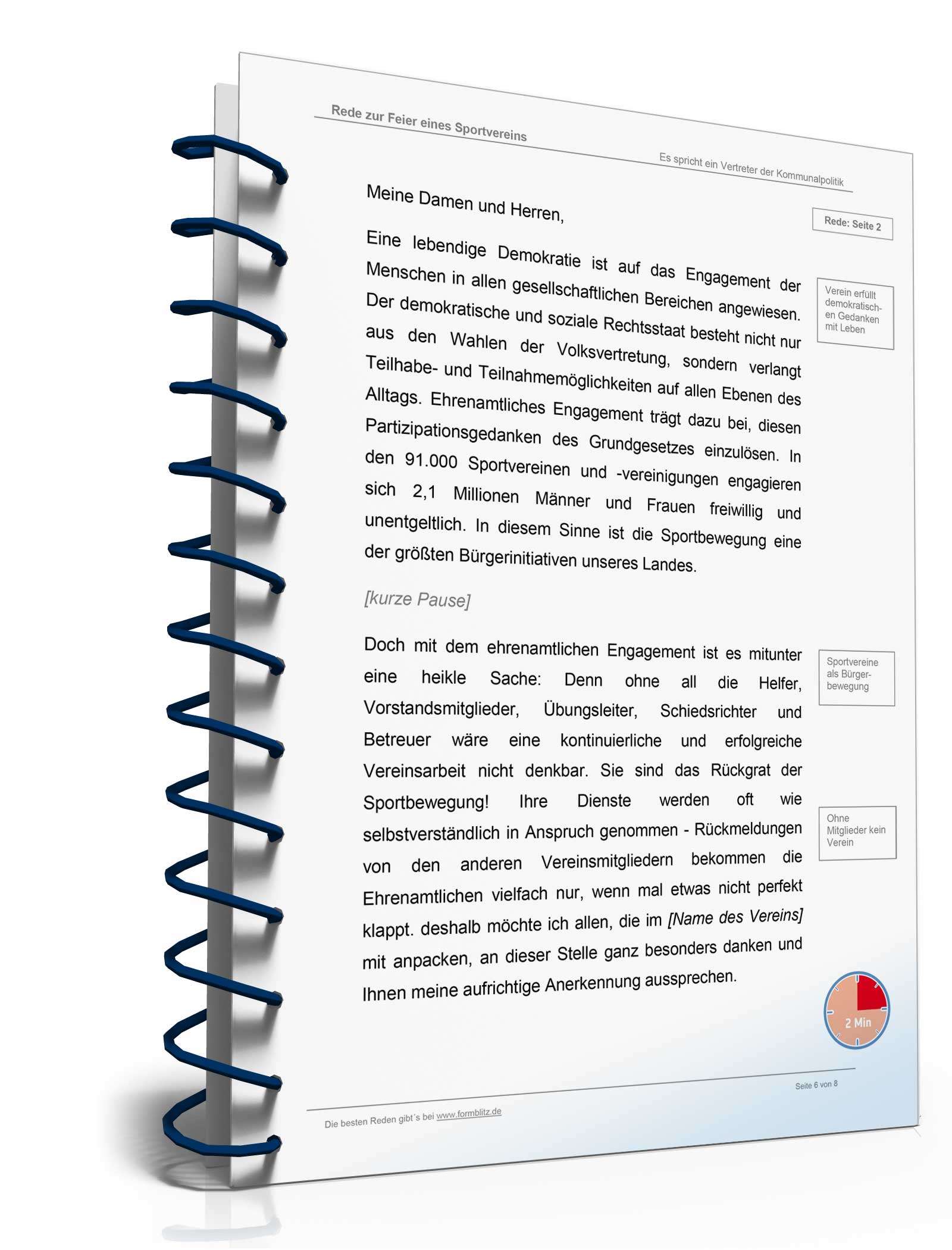 Musterrede Feier Sportverein Excel. Seite: 7