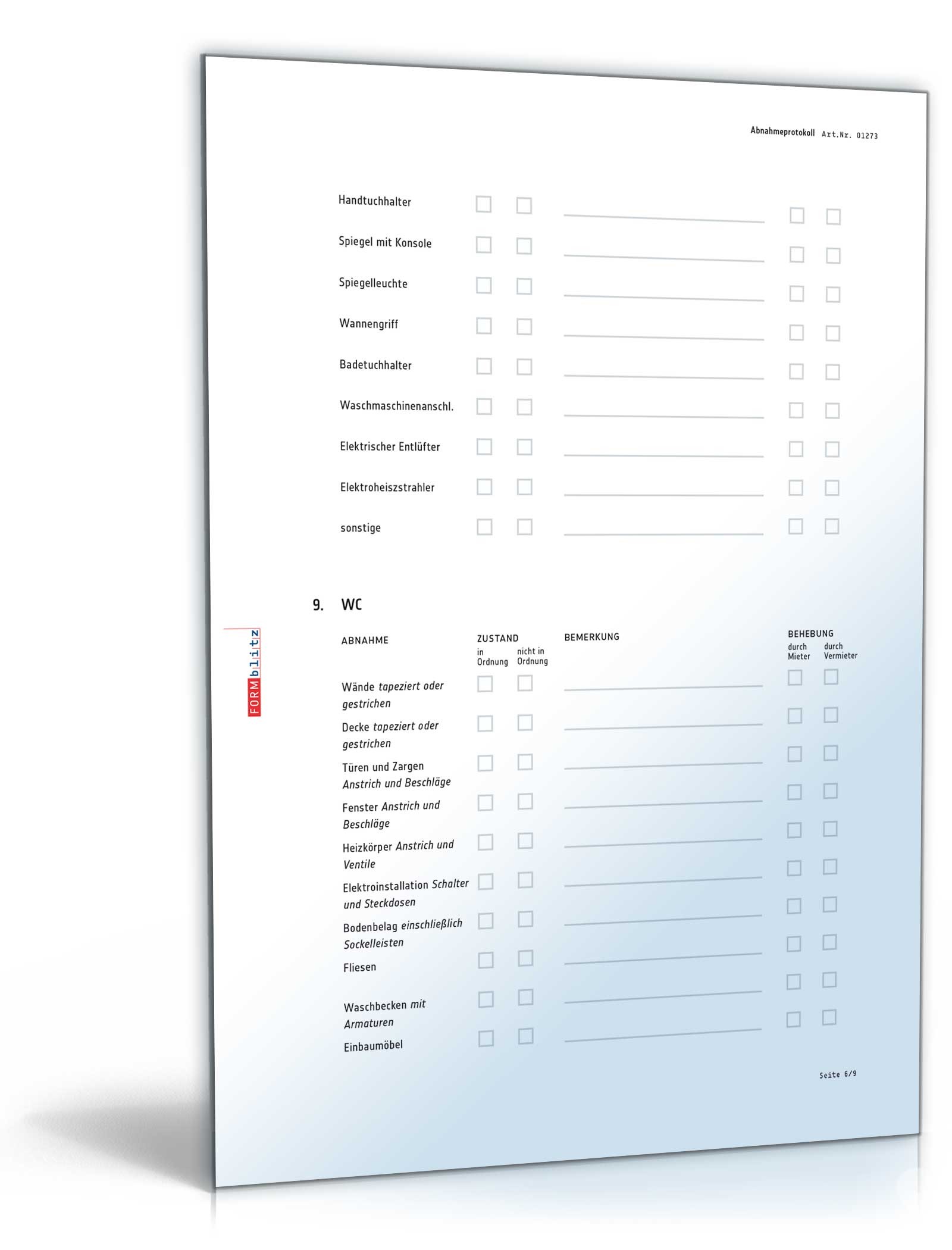 Abnahmeprotokoll Wohnung PDF. Seite: 7