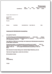 Anpassung Betriebskostenvorauszahlung Word