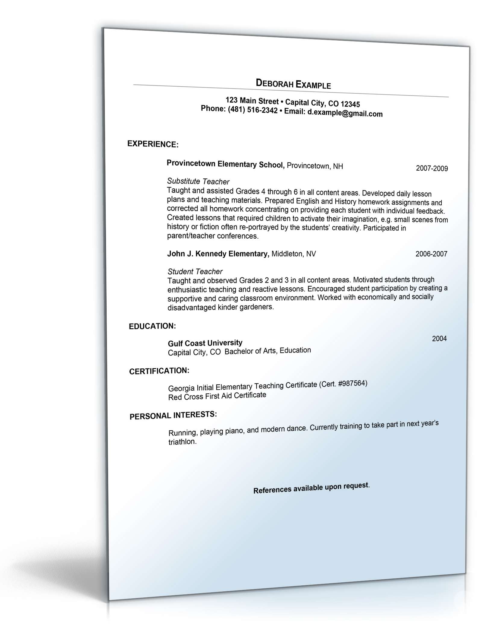 Lebenslauf Lehrer Englisch Excel