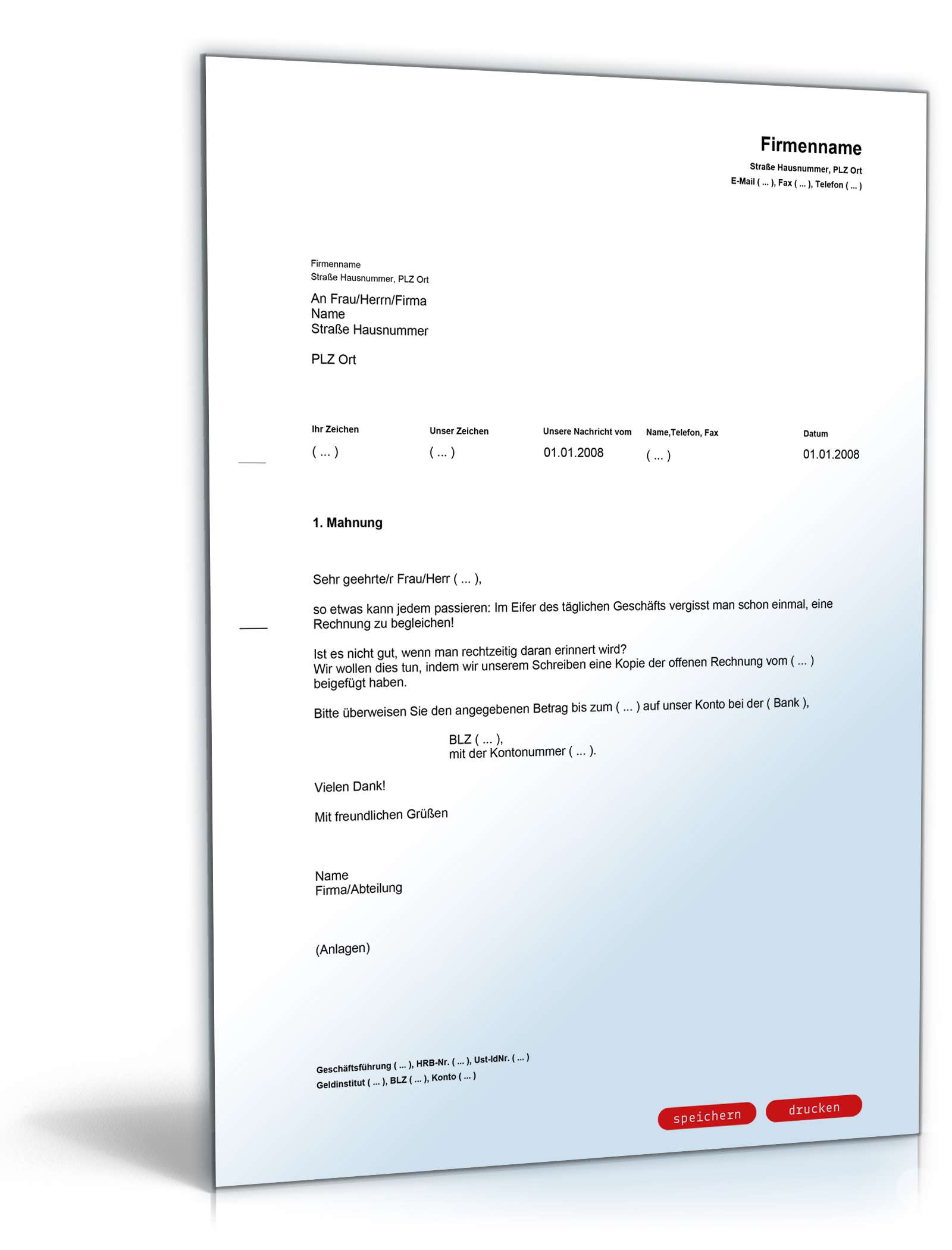 Zahlungserinnerung PDF