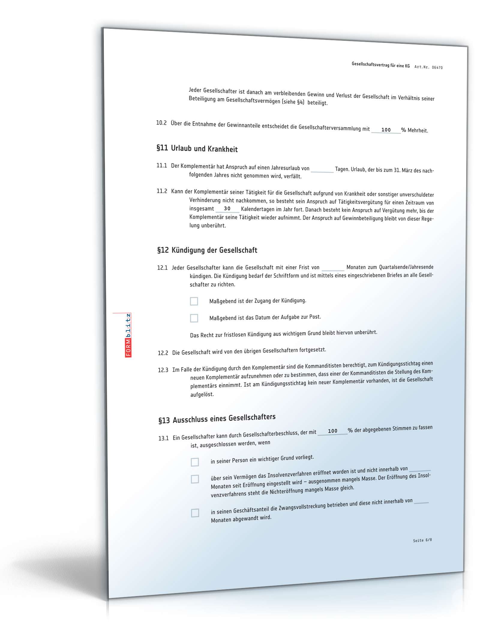 Gesellschaftsvertrag Kommanditgesellschaft PDF. Seite: 6