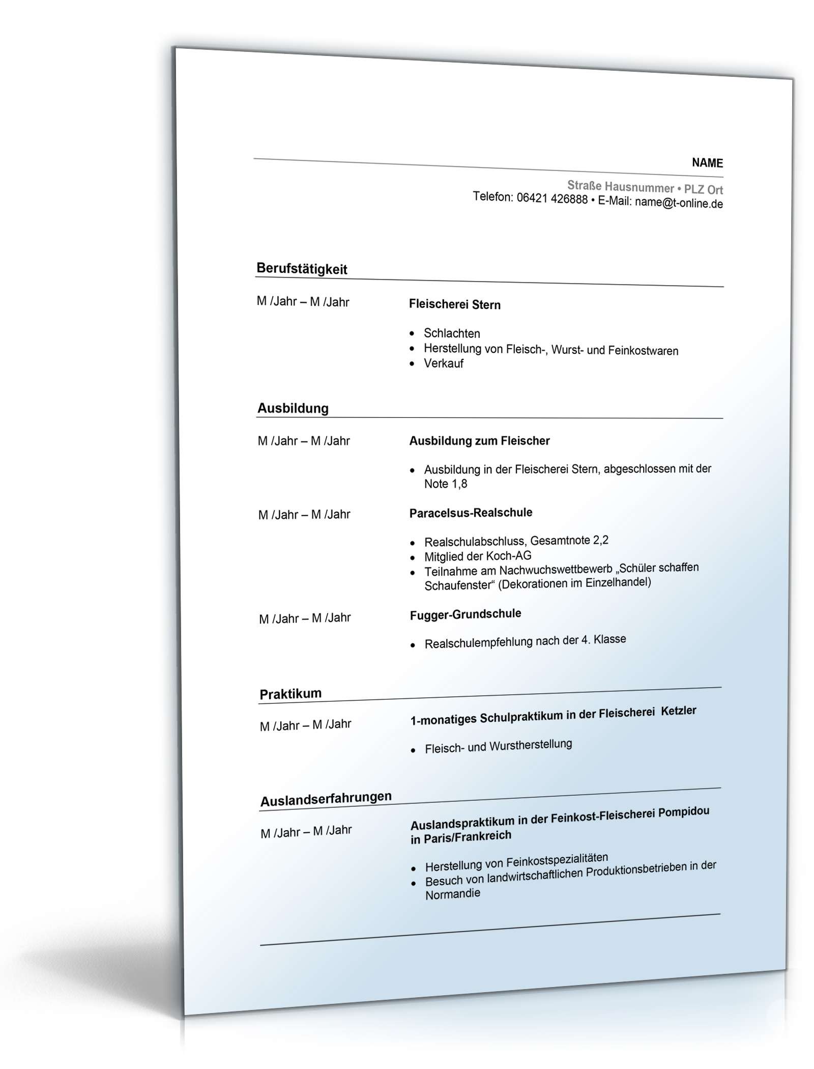 Lebenslauf Fleischer Word. Seite: 2