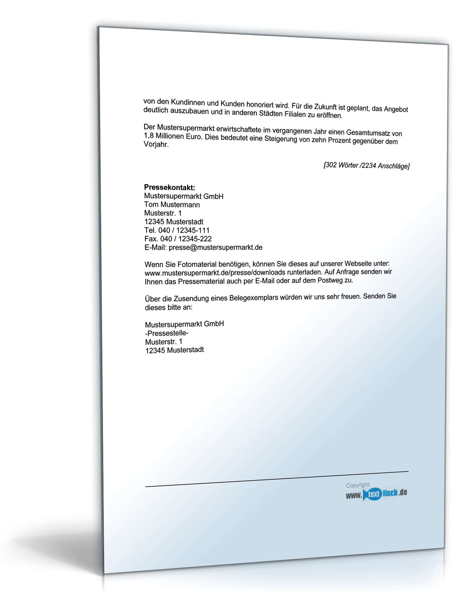 Pressemitteilung Firmenjubiläum eines Supermarkts   PDF. Seite: 2