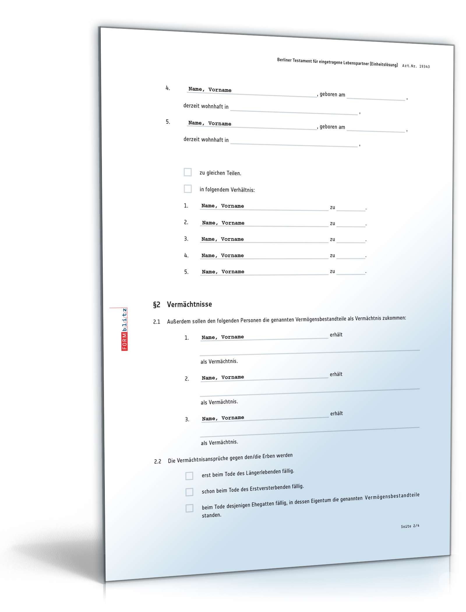 Berl. Testament eingetragene Lebenspartner Einheitslösung PDF. Seite: 2