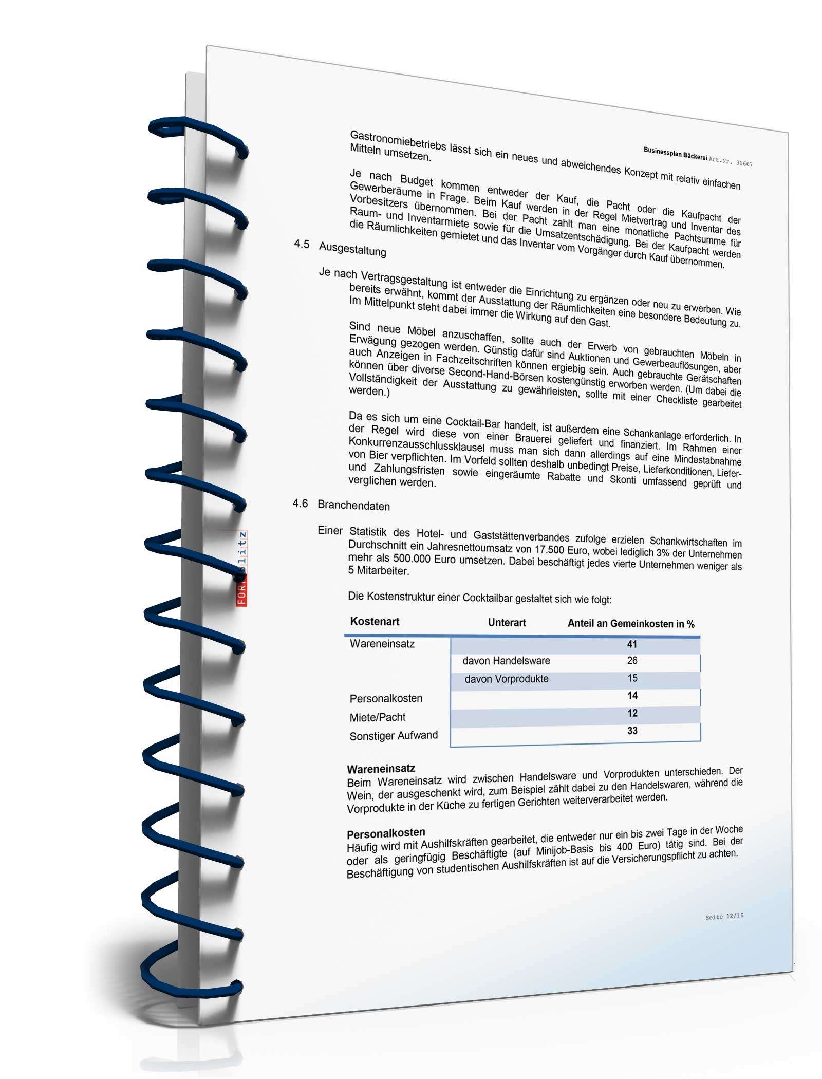 Businessplan Cocktailbar Excel. Seite: 12