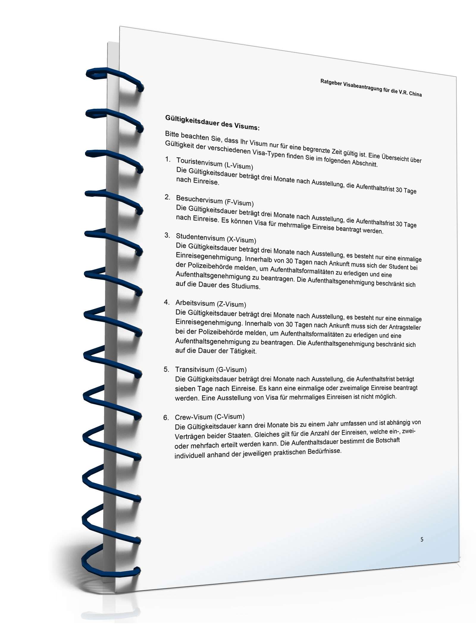 Ratgeber Beantragung Visum China PDF. Seite: 6