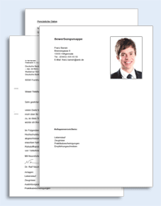 Bewerbungs-Paket eines Abiturienten um Ausbildungsplatz Excel