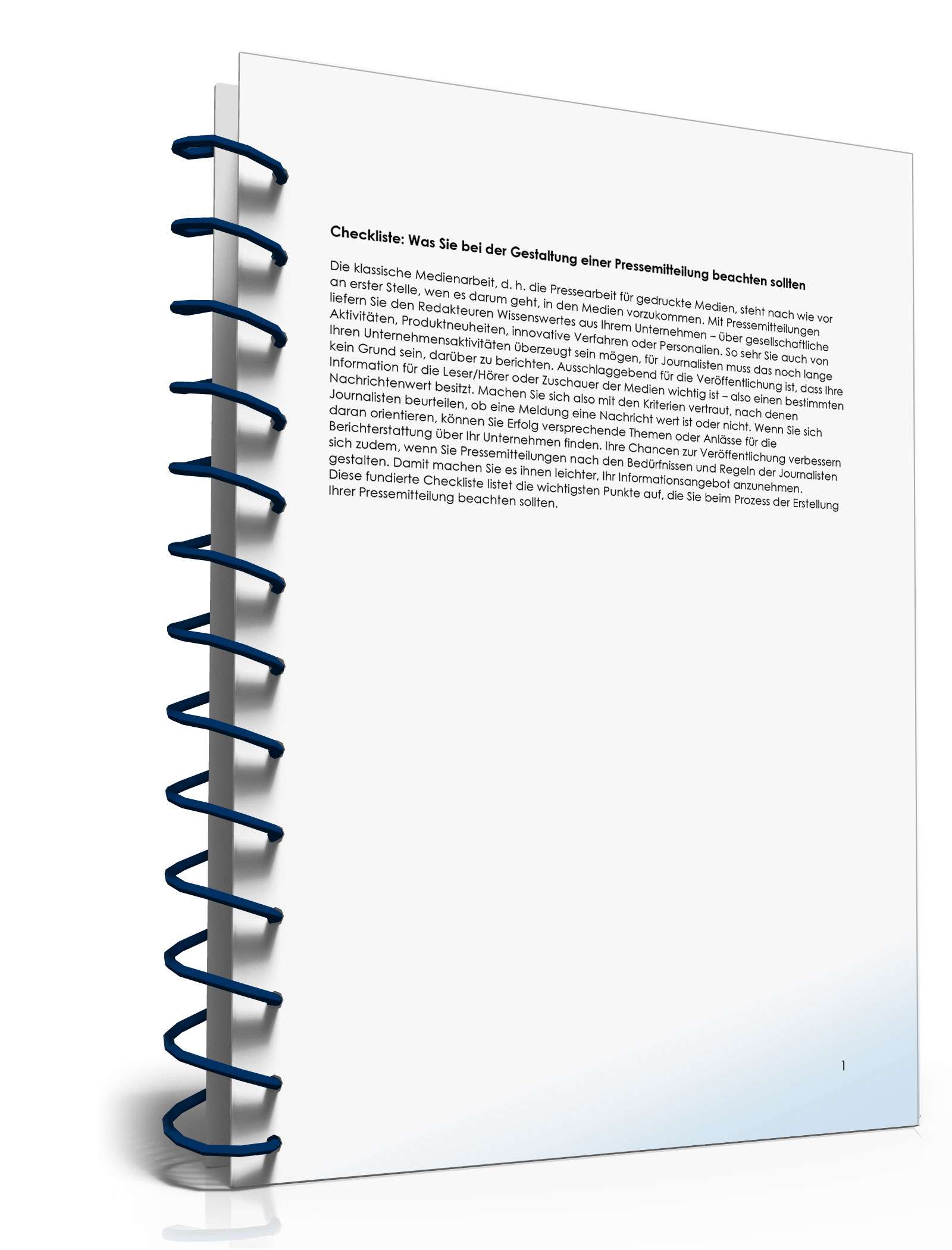 Checkliste Pressemitteilung PDF