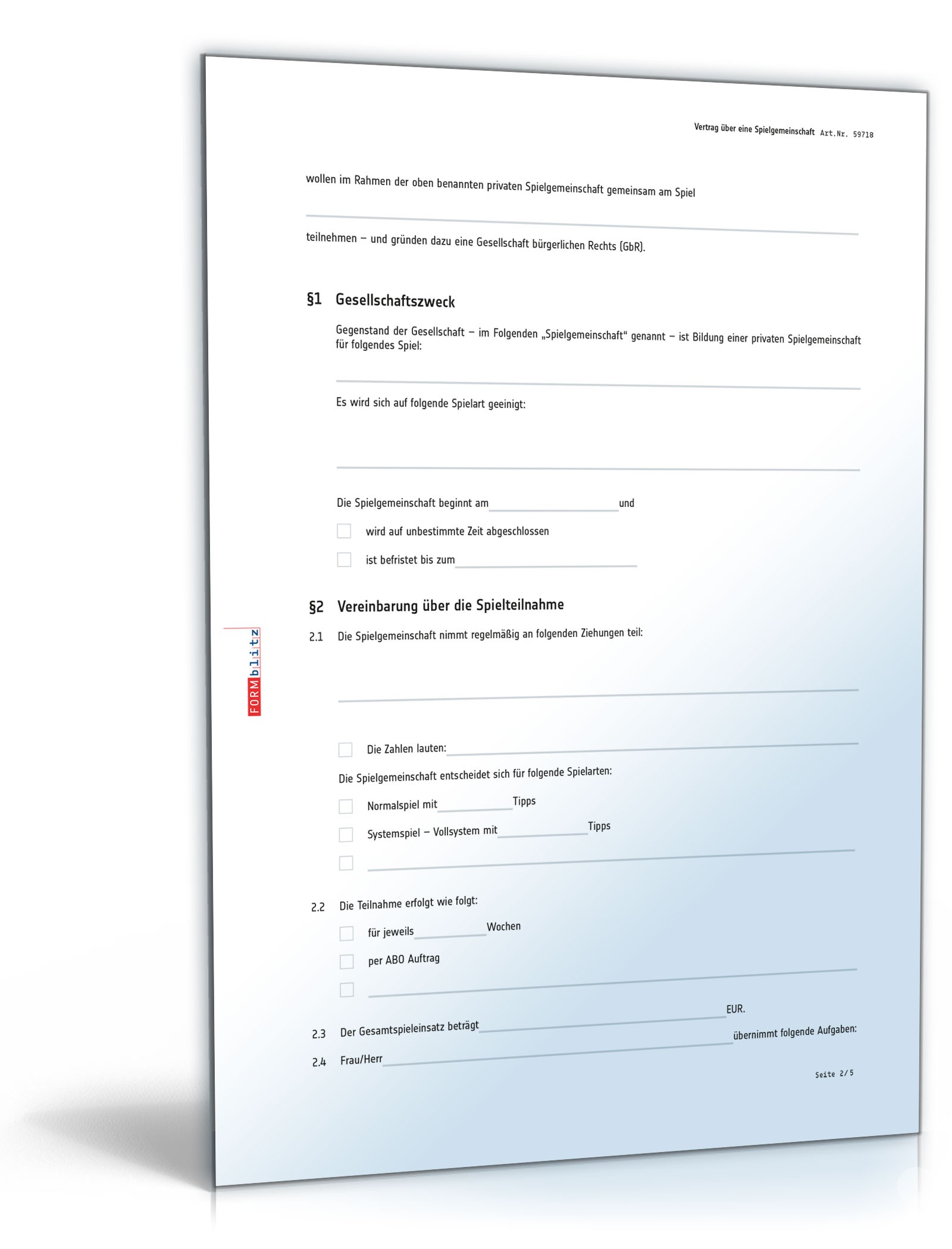 Vertrag Spielgemeinschaft PDF. Seite: 2