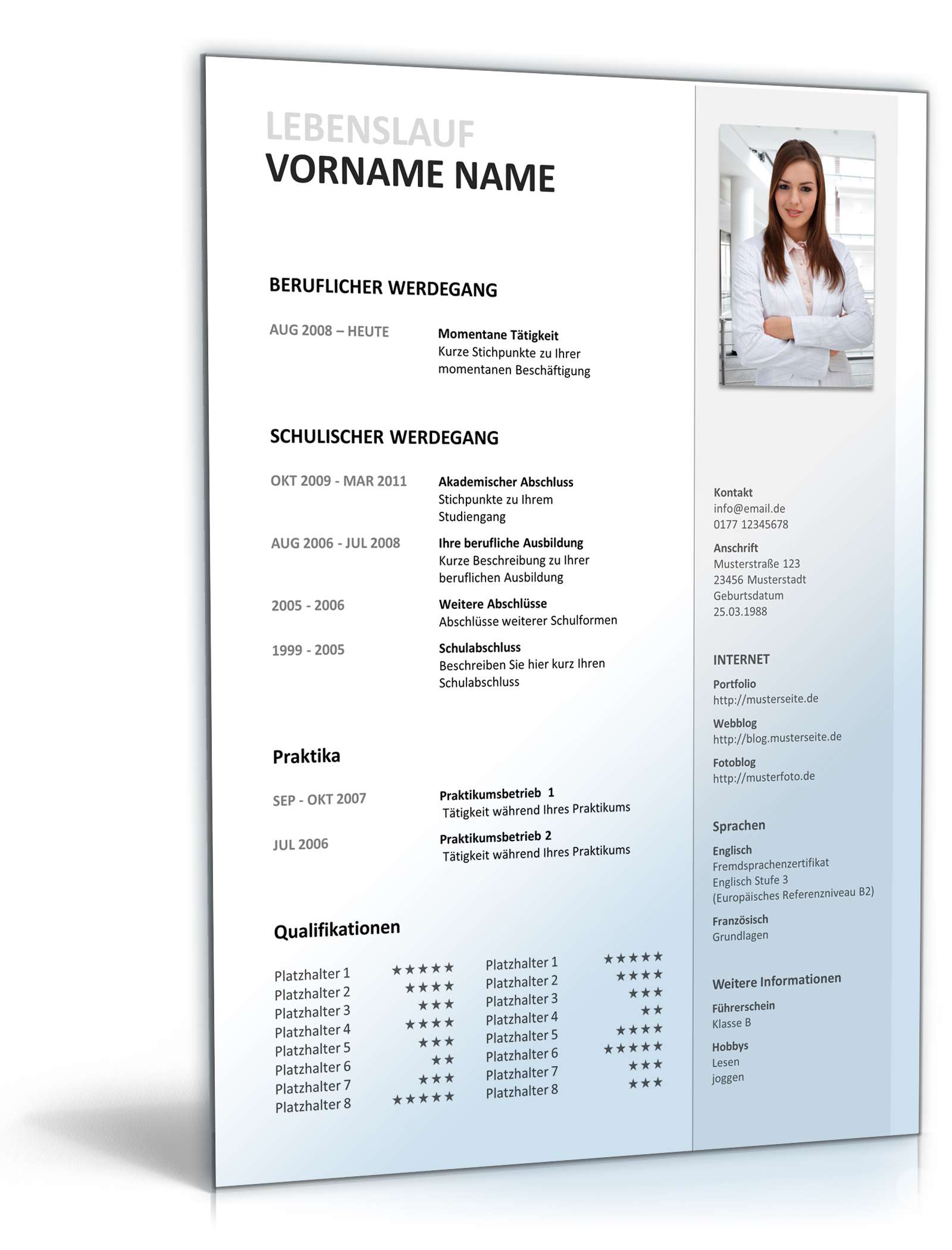 PowerPoint Vorlage Kreative Bewerbung Kaufmann Excel. Seite: 3