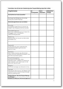 Checkliste Pressemitteilung Word