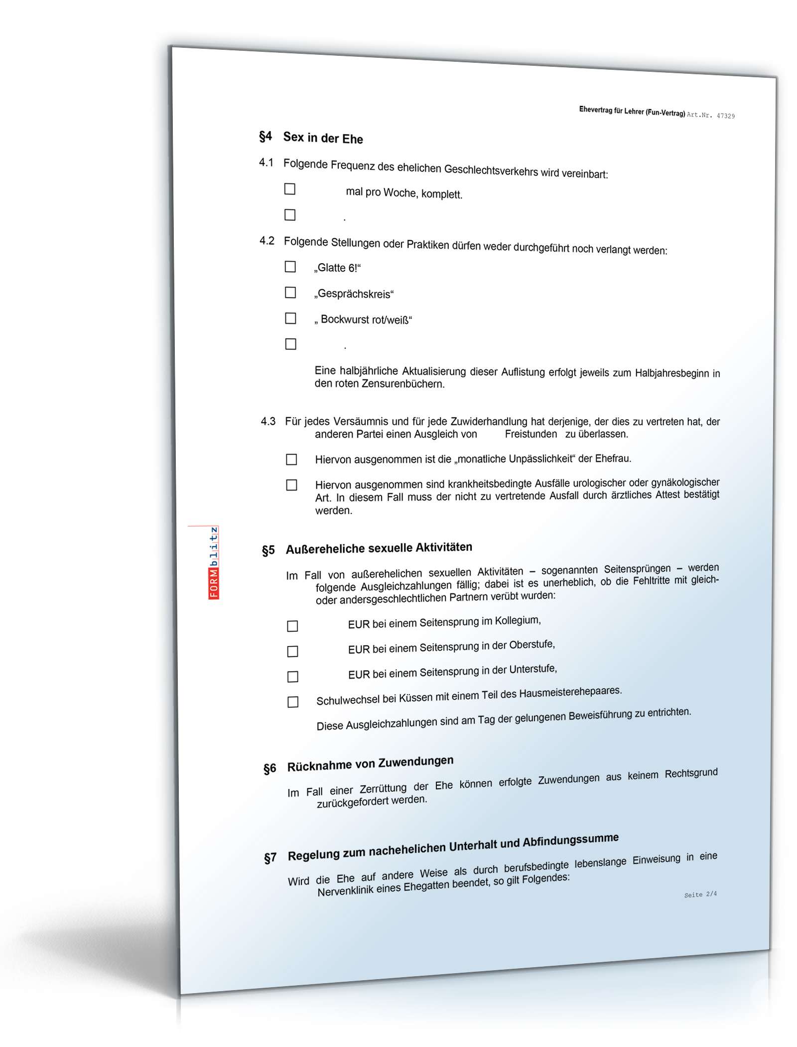 Ehevertrag Lehrer Fun-Vertrag Word. Seite: 2