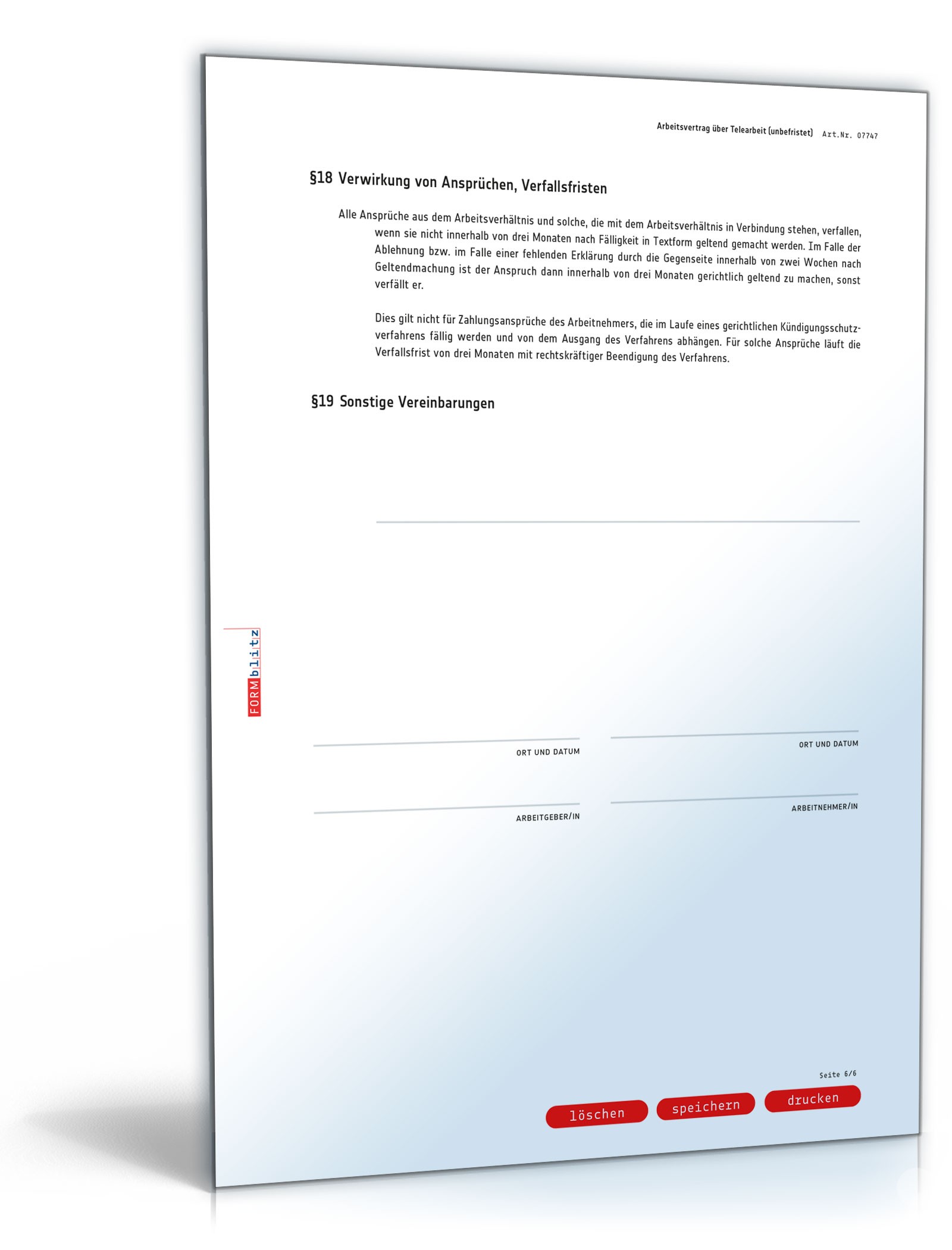 Arbeitsvertrag Homeoffice Muster PDF. Seite: 6