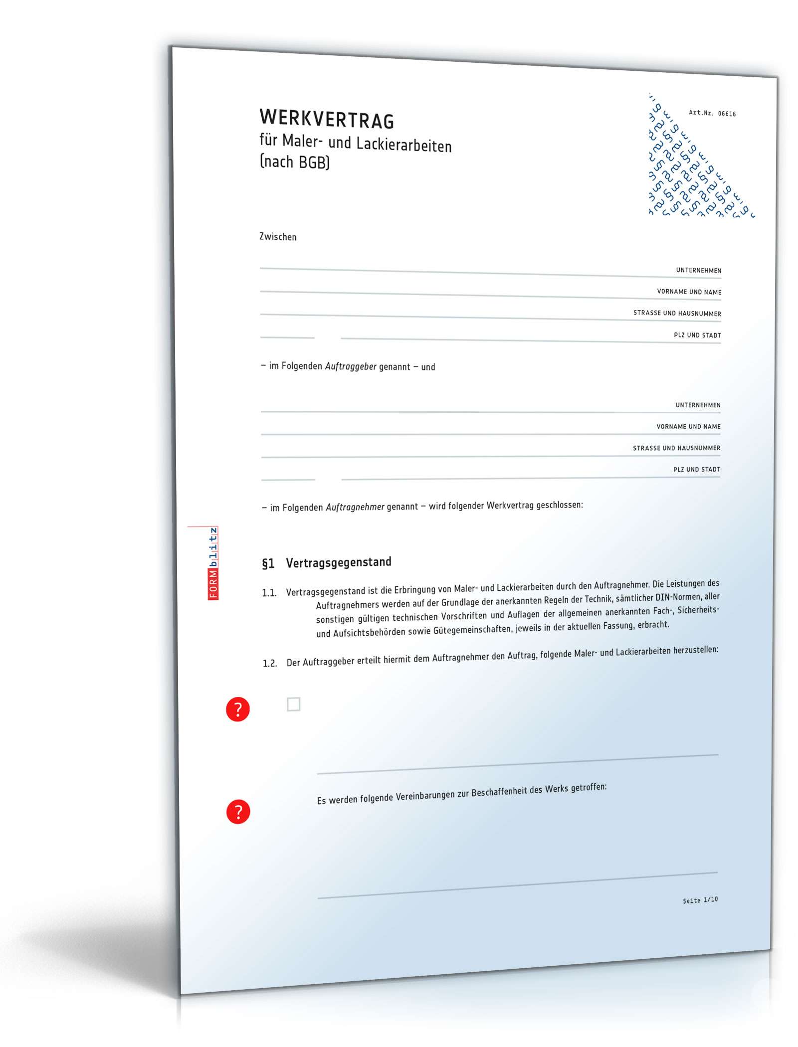 Werkvertrag Maler- und Lackierarbeiten PDF