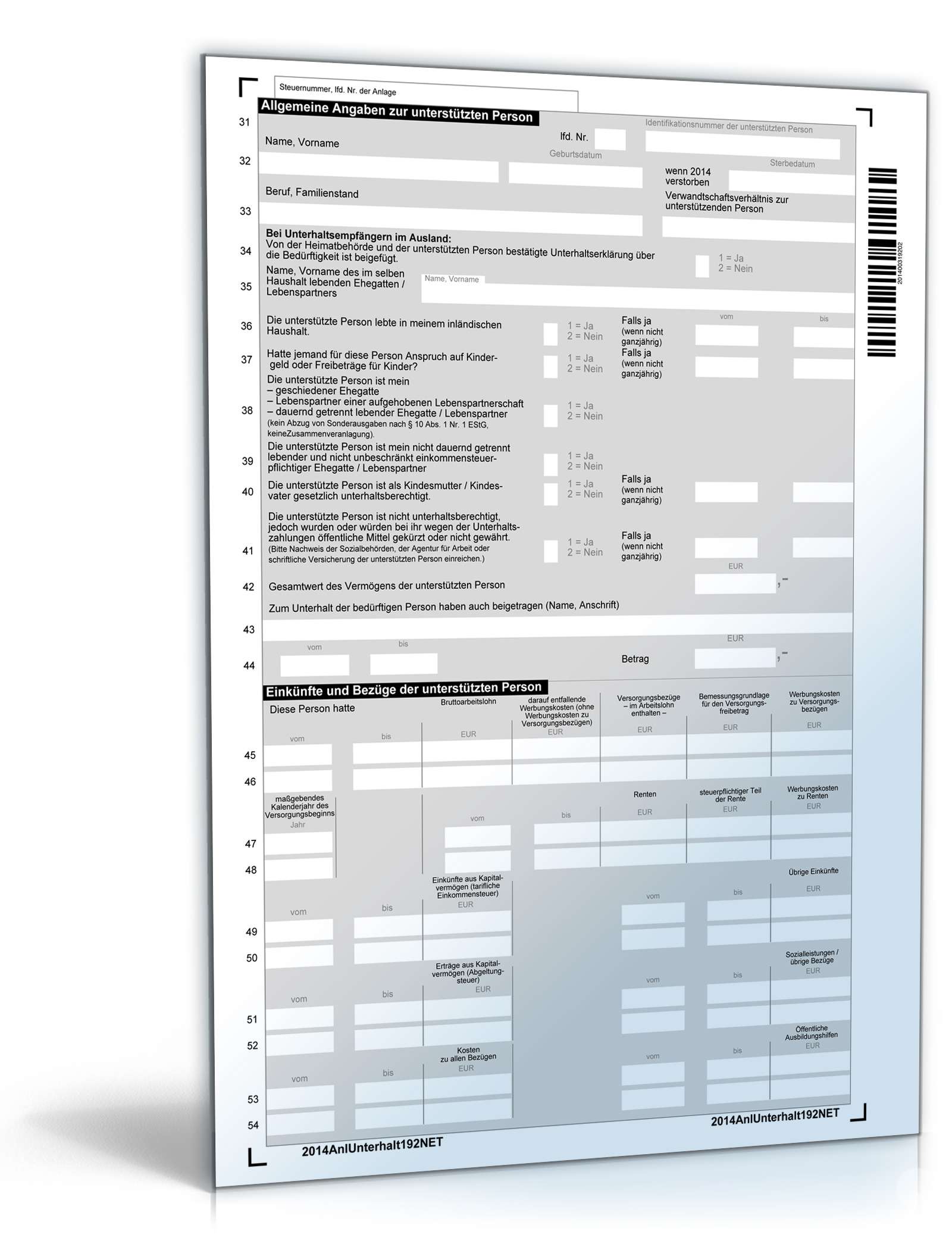 Anlage Unterhalt 2014 PDF. Seite: 2