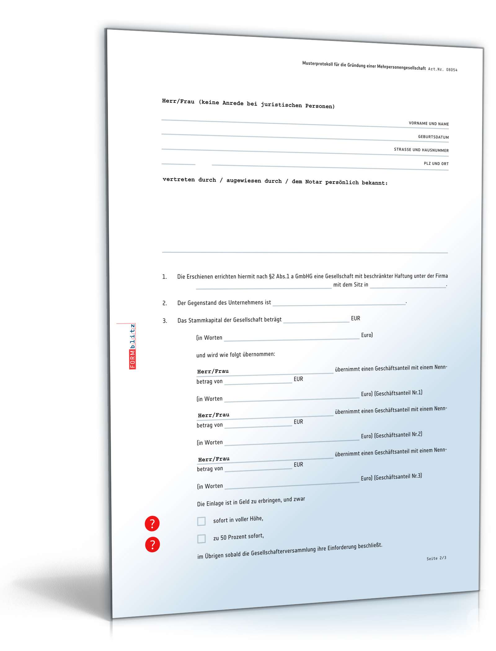 Musterprotokoll Mehrpersonengesellschaft PDF. Seite: 2