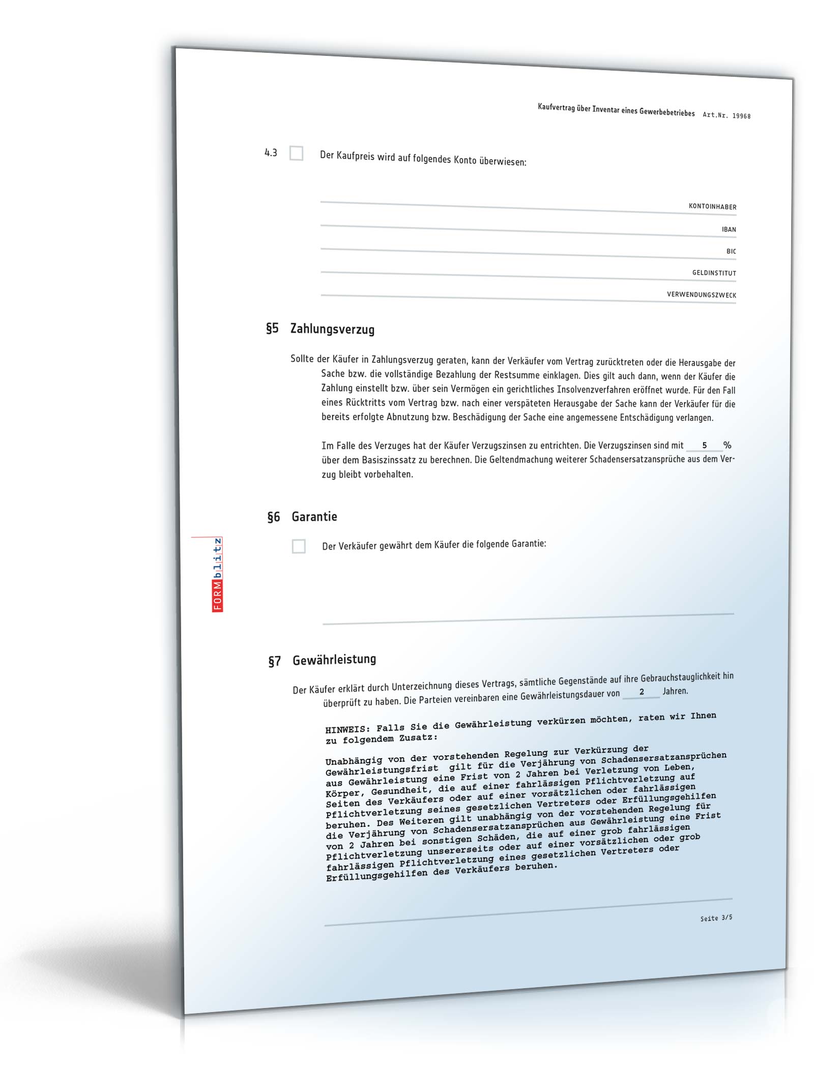 Kaufvertrag Inventar Gewerbebetrieb Word