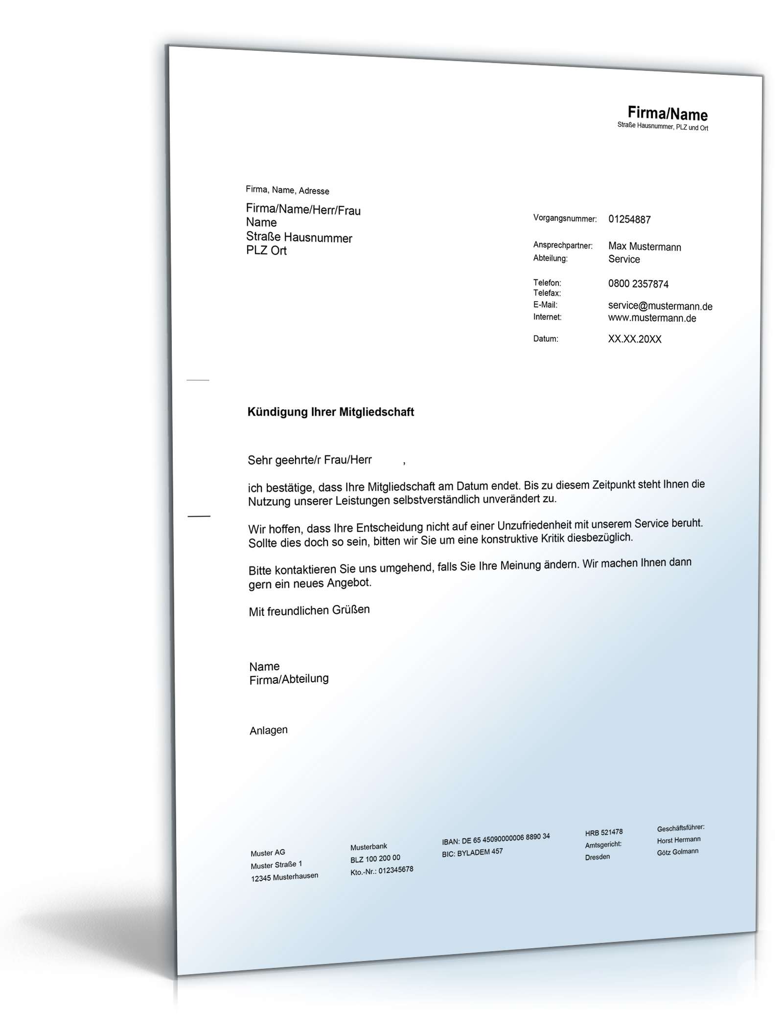 Kündigungsbestätigung Word. Seite: 2