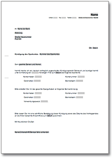 Kündigung Sparkonto Word