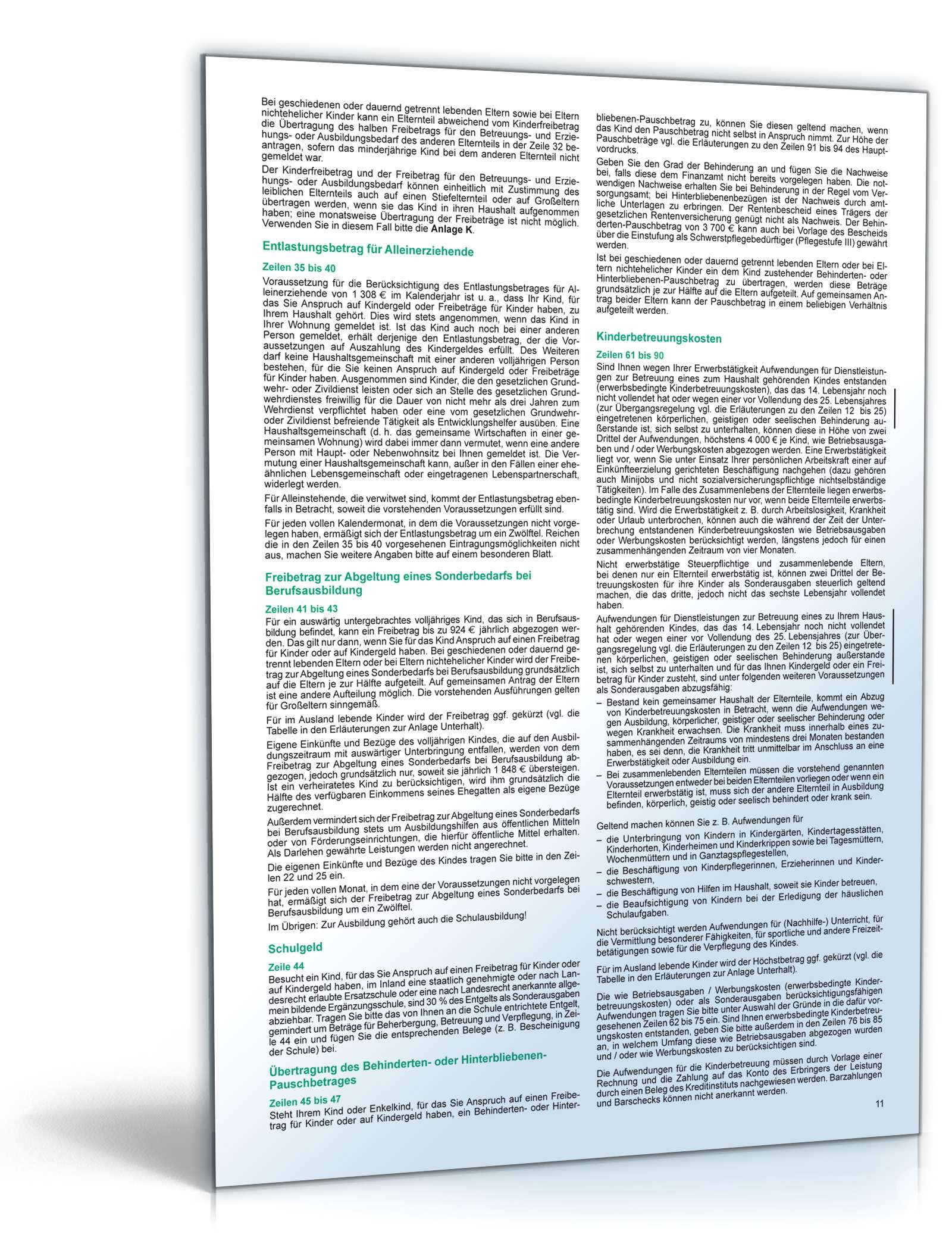 Anleitung zur Einkommensteuererklärung 2007 PDF. Seite: 11