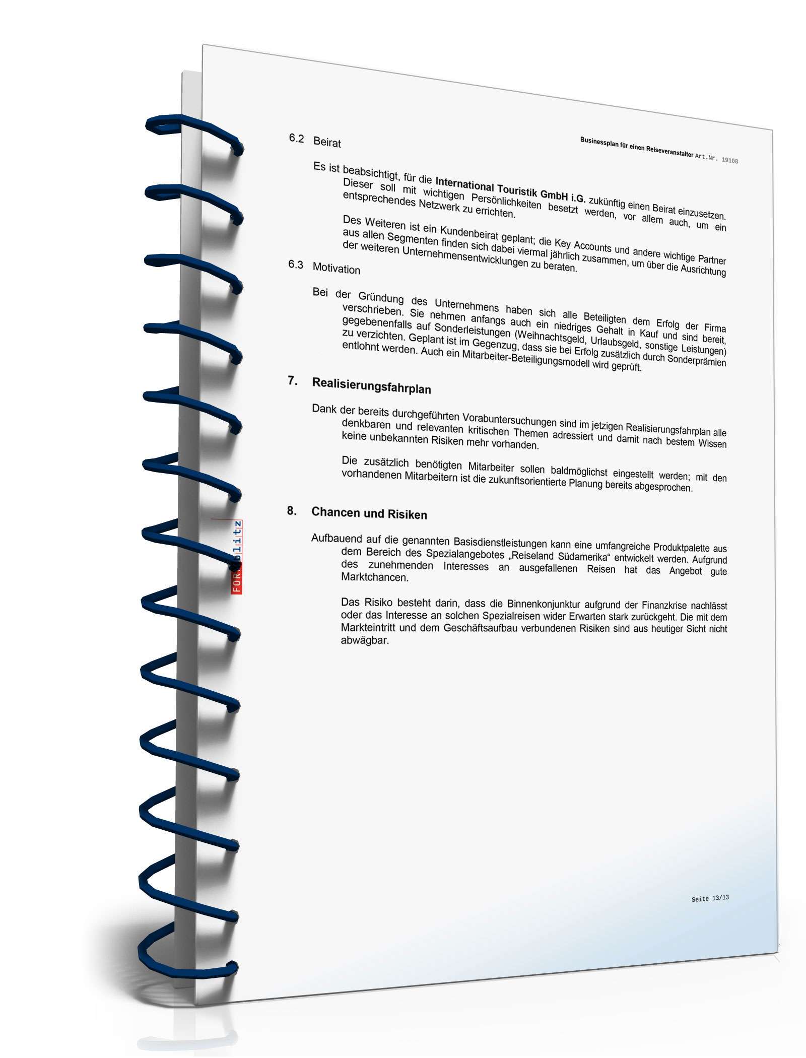 Businessplan Reiseveranstalter Excel. Seite: 16