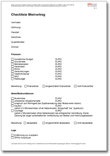 Checkliste für ein Mietobjekt Word