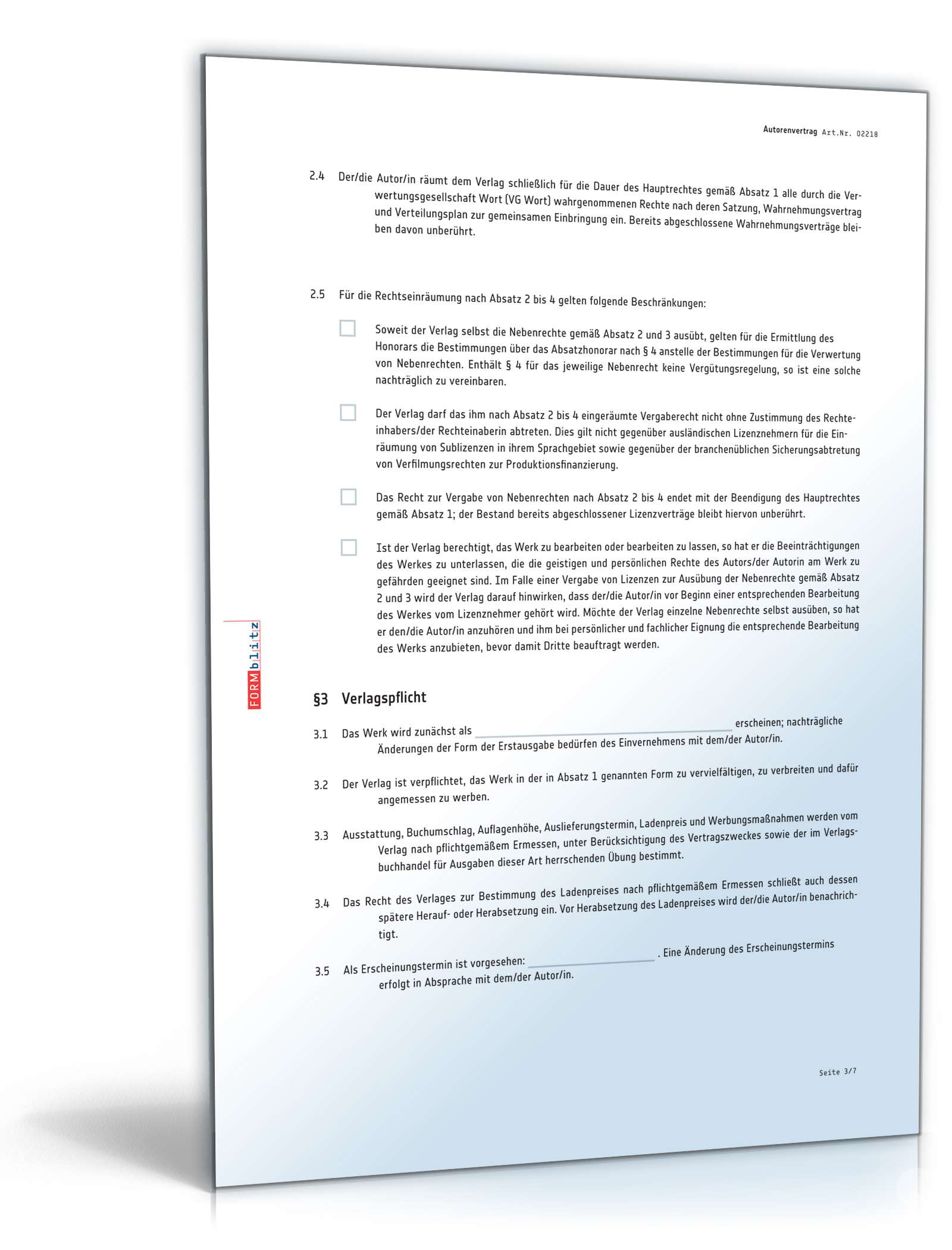 Autorenvertrag PDF. Seite: 3