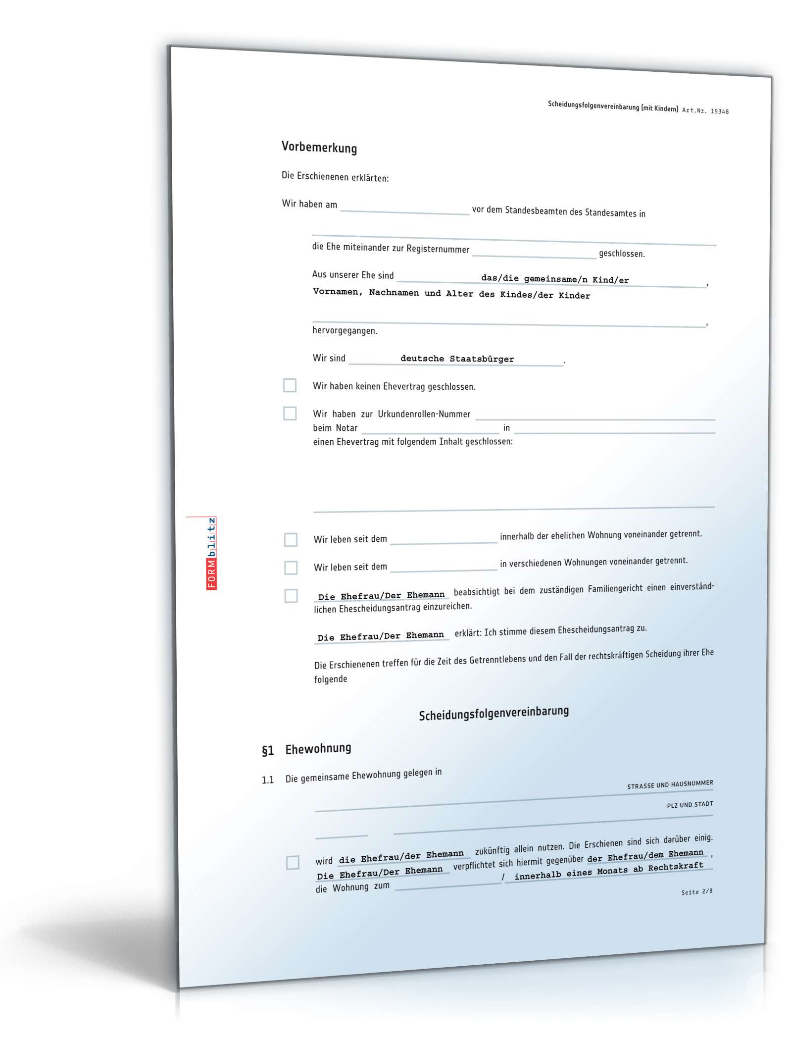 Scheidungsfolgenvereinbarung Eheleute mit Kinder PDF. Seite: 2