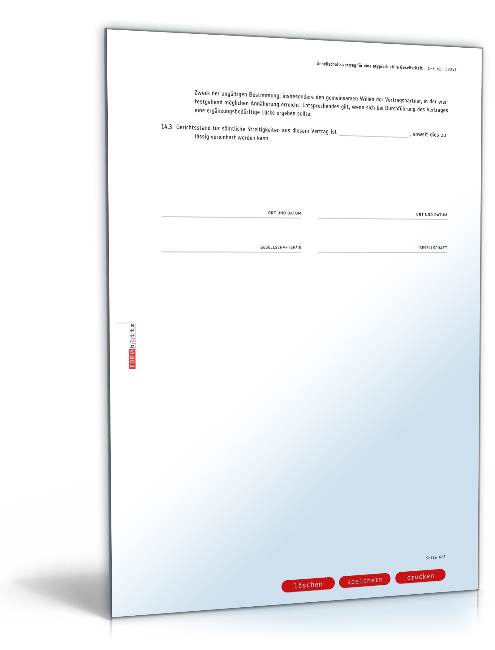Gesellschaftsvertrag atypische stille Gesellschaft PDF. Seite: 6