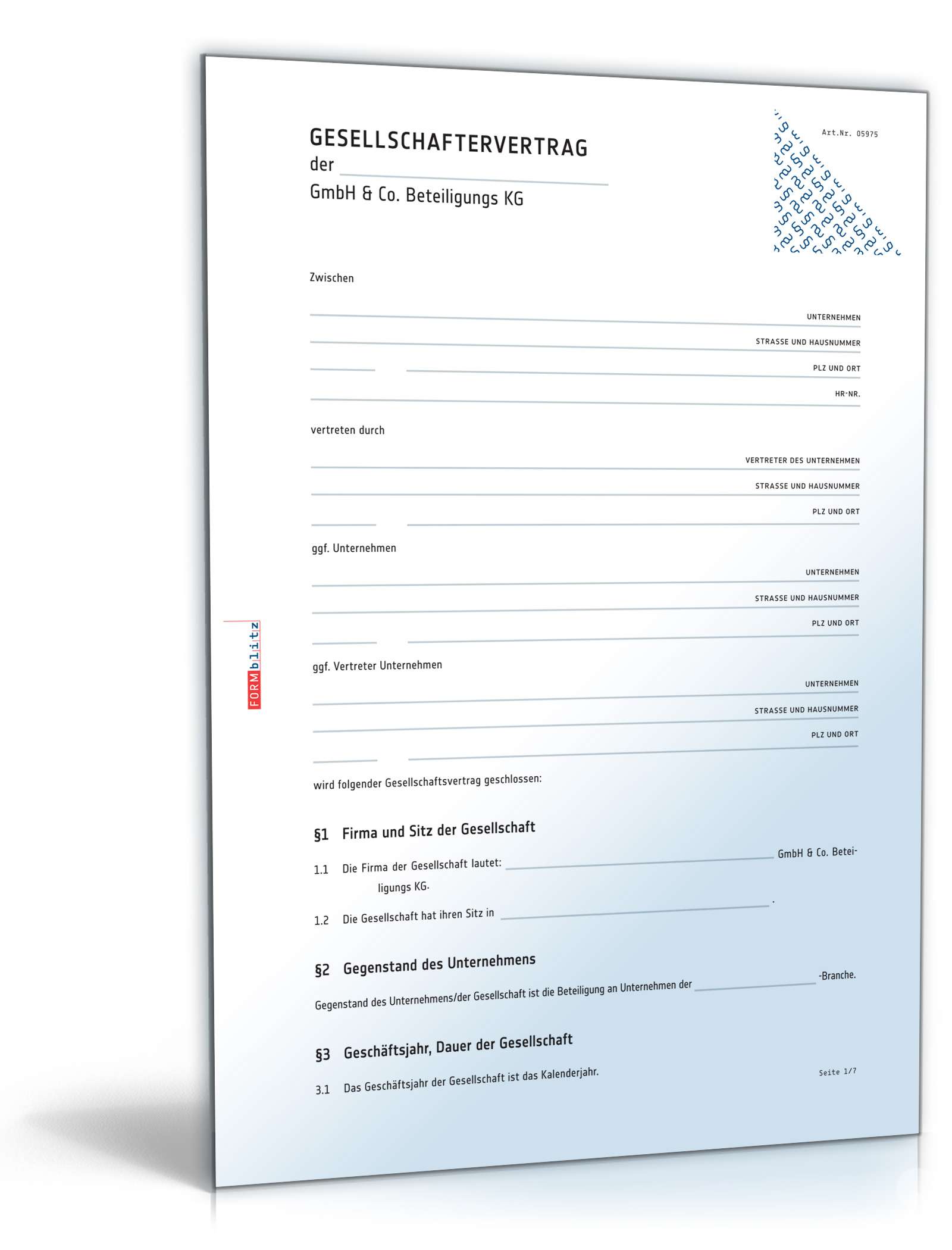 Gesellschaftsvertrag GmbH & Co. KG PDF