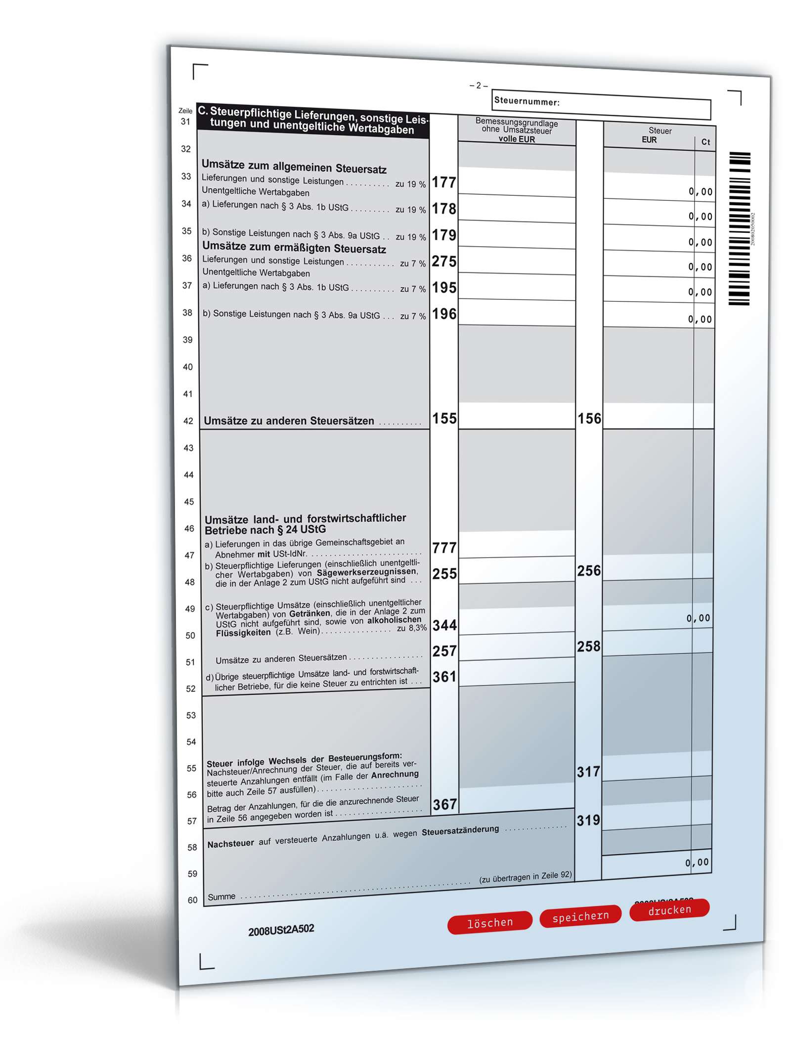 Umsatzsteuererklärung 2008 PDF. Seite: 2